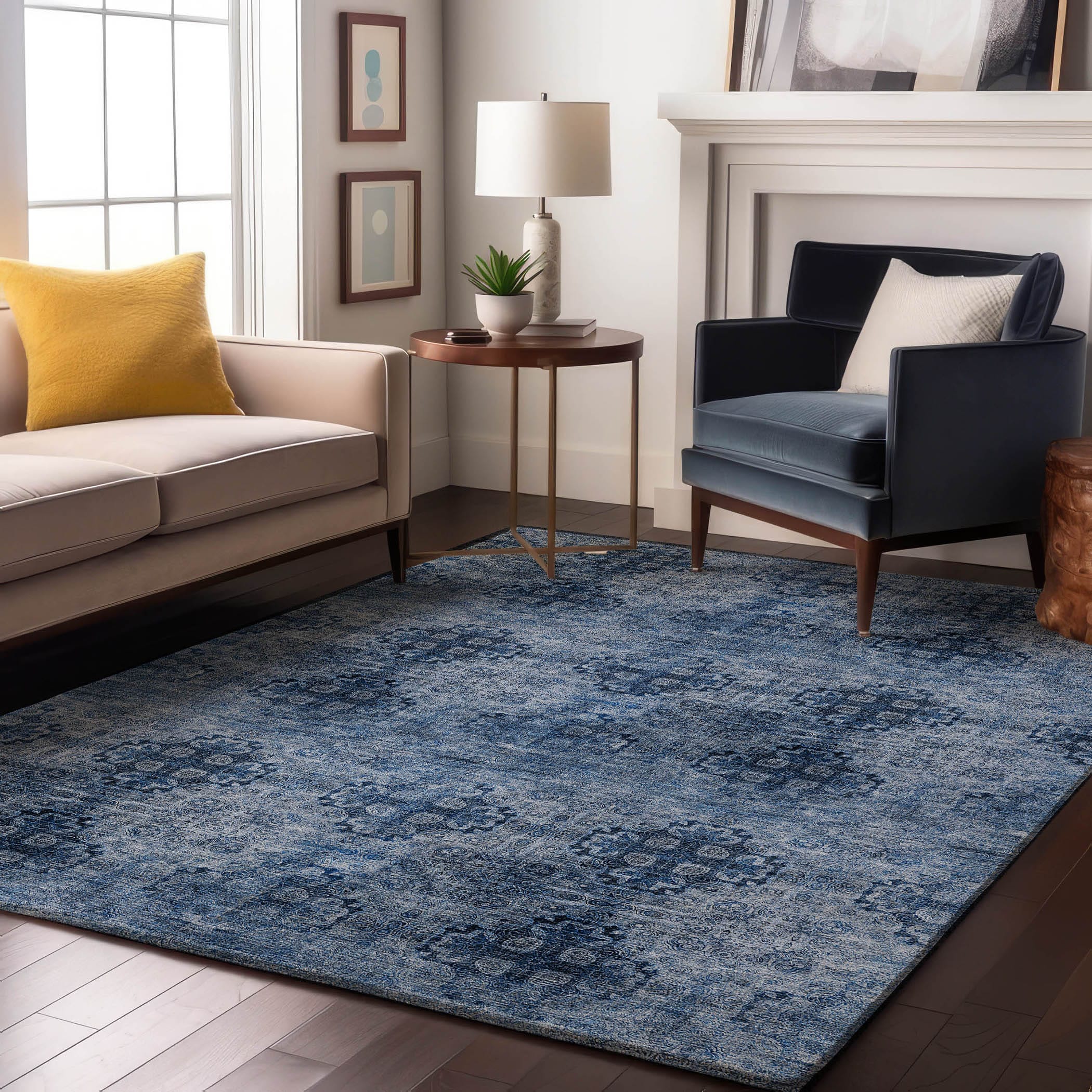 Addison Rugs AMF564NA8RO Mayfield AMF564NA 8 x 8 (ft) Loomed Polyester Navy Round Indoor Geometric Machine washable Area rug