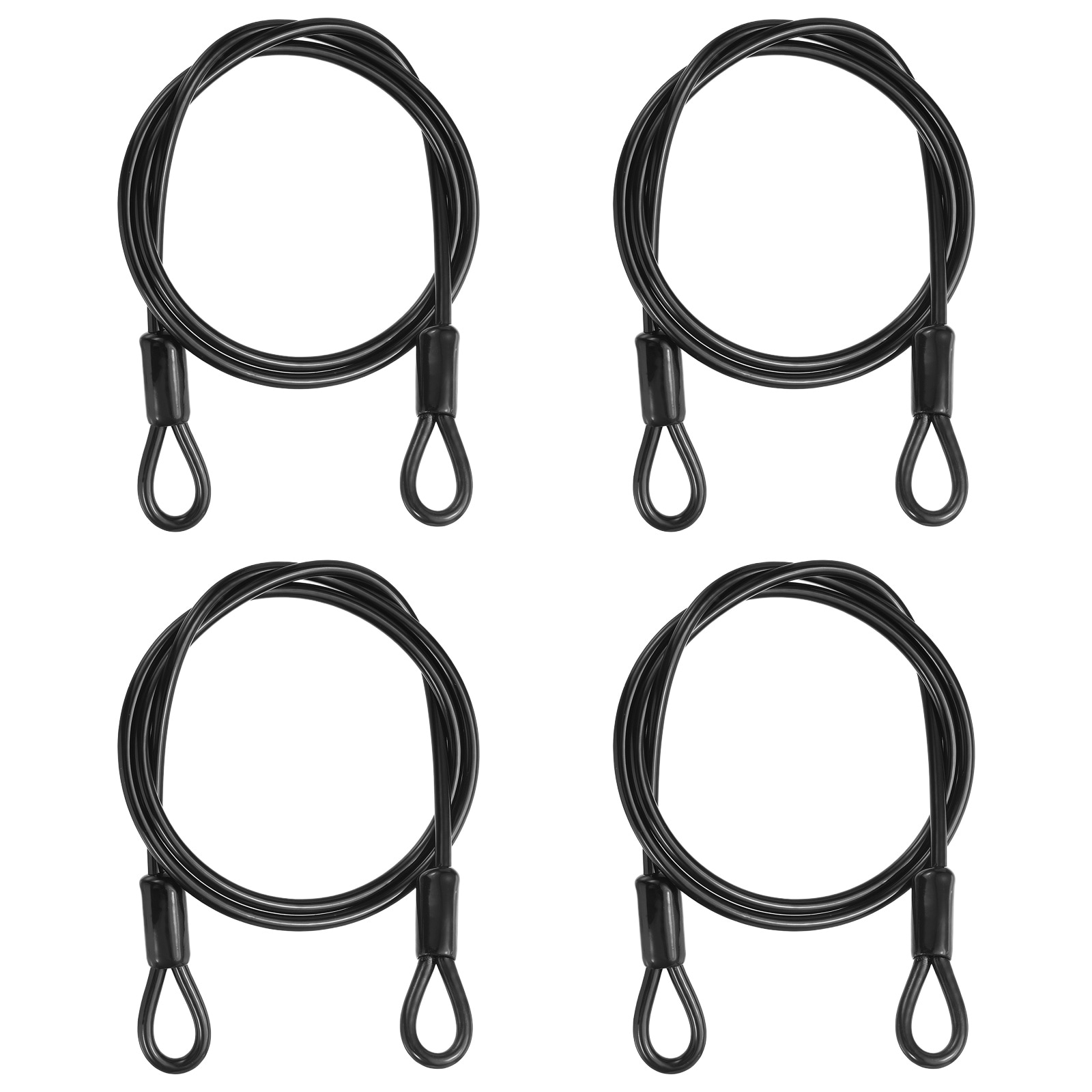 PATIKIL Security Cable 3 ft x 3/16inch (5mm) 4pcs Braided Stainless Steel Coated Safety Wire Rope with Double Loop for Travel Luggage Bicycle Lock Cable Black #S26051400UX4608
