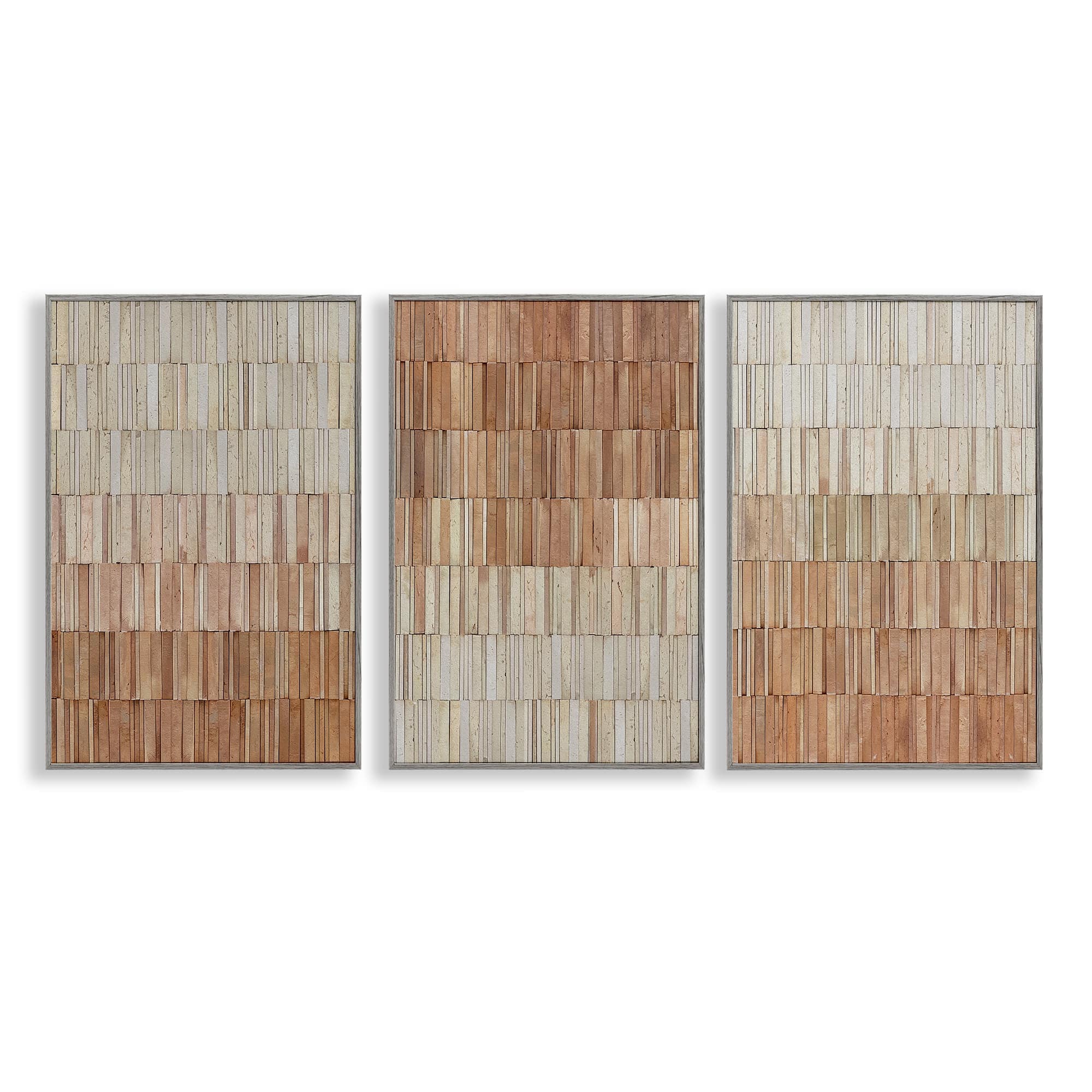 Stupell Industries A3-488-GFF-3PC-12X18 Tiled Terracotta Walls Gray 3pc Framed Giclee Art Set 3 12 x 18