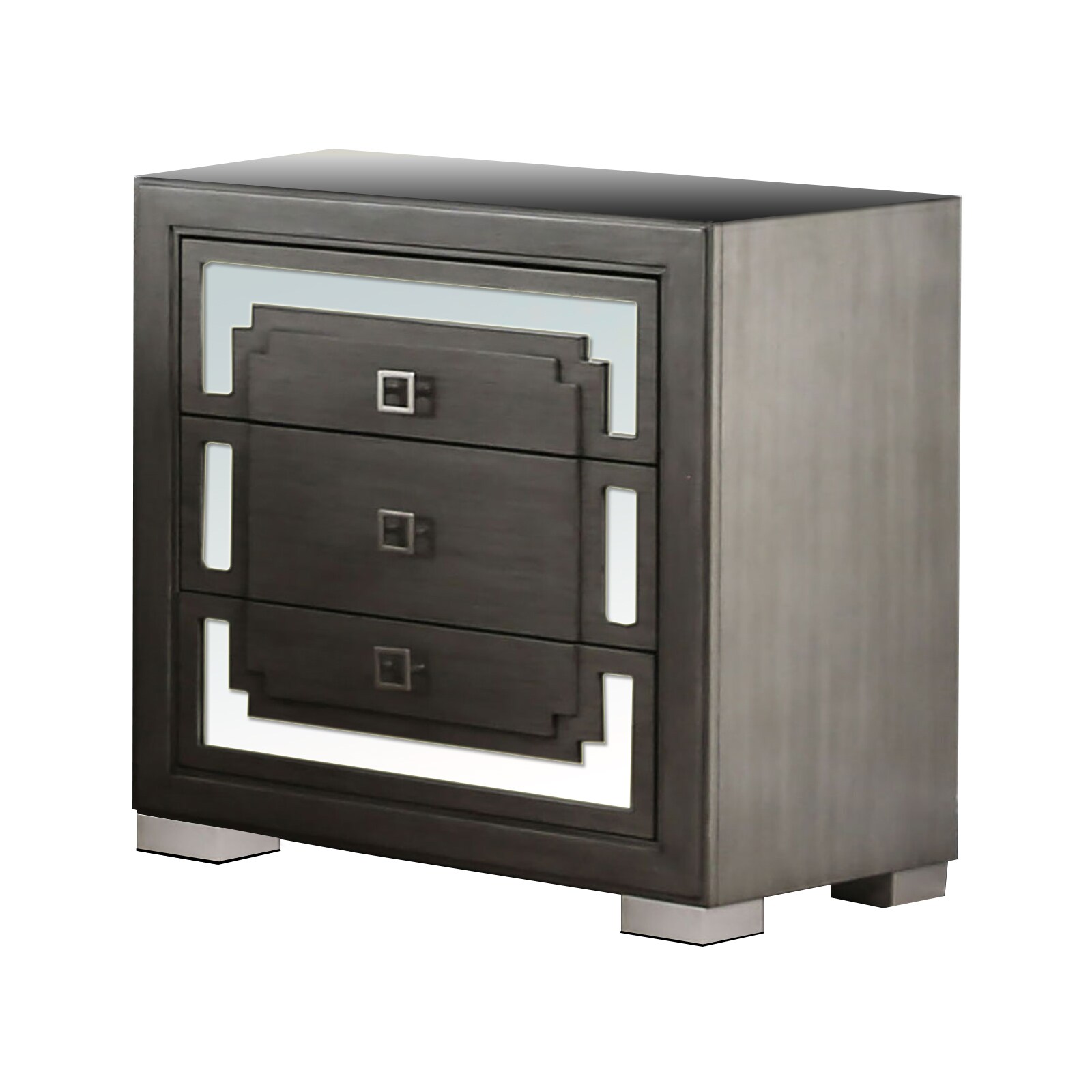 Benzara BM203143 Gray and Clear Nightstand