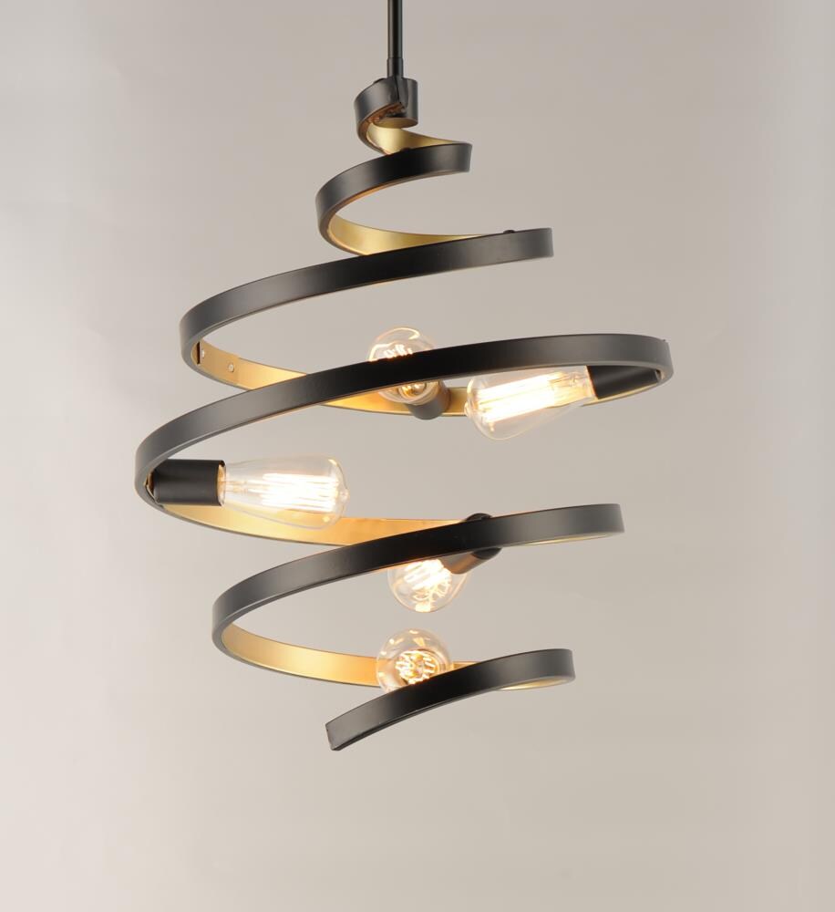 Twister 5-Light Black and Gold Pendant Light
