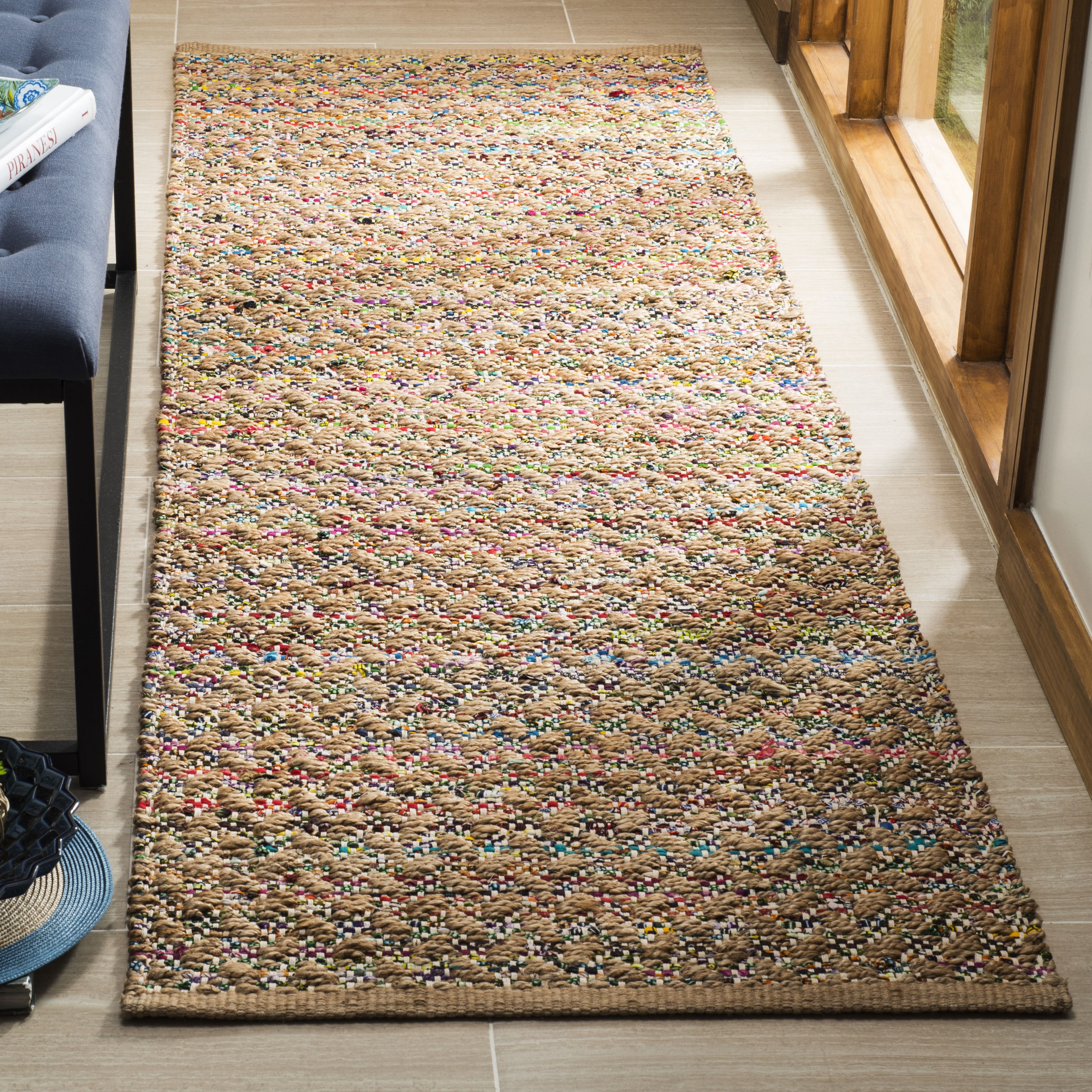 Safavieh CAP305Q-28 Cape Cod Fitch 2 x 8 (ft) Jute Red/Natural Rectangular Indoor Abstract Coastal Runner rug