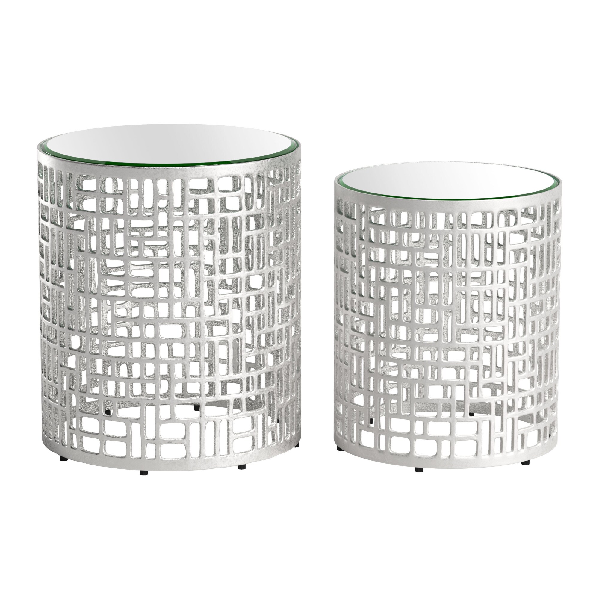 ZUO 110153 17.3-Inches W x 20.1-Inches H Silver Glass Round Modern End Table Assembly Required