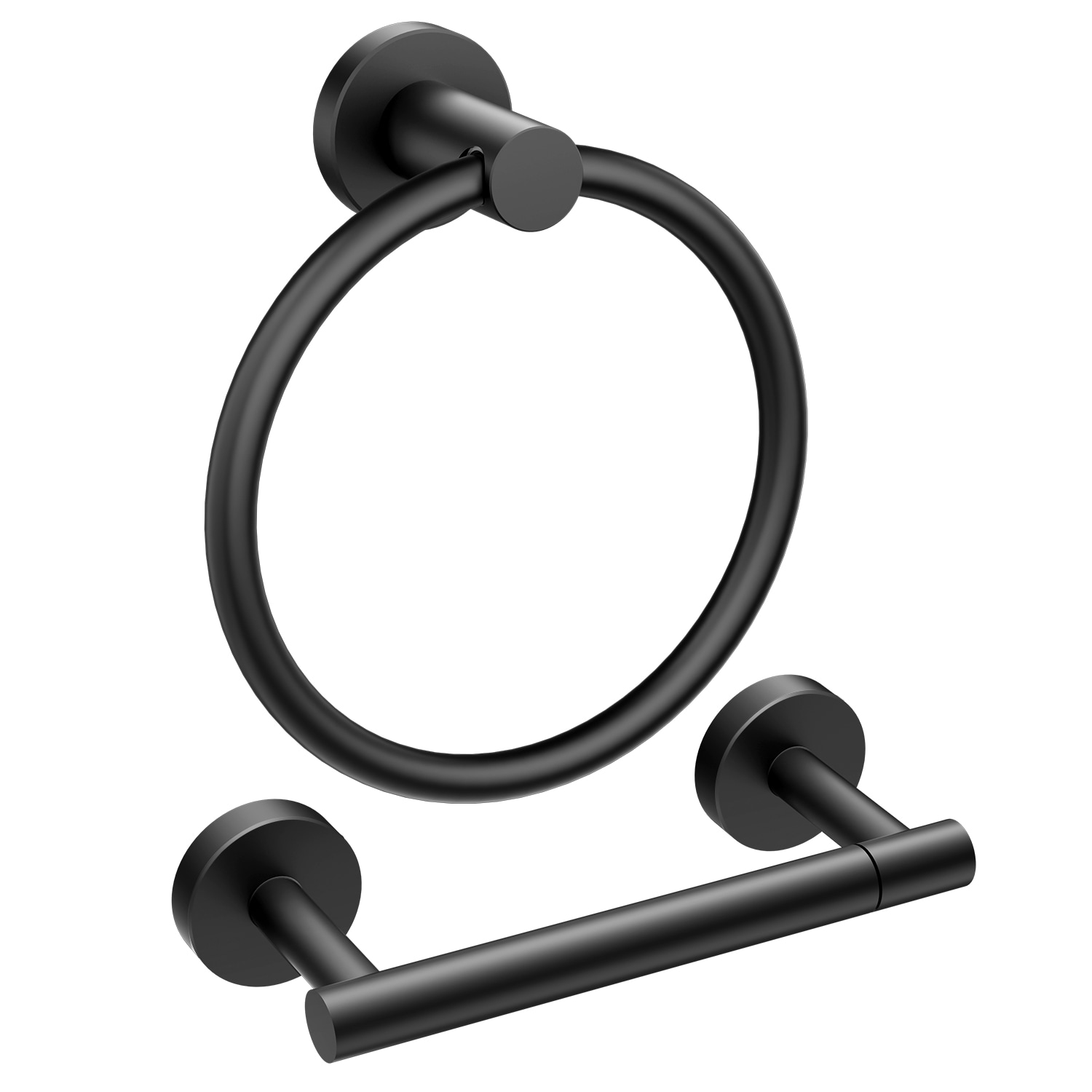FURUISI LB11901 2 -Piece Matte Black Decorative Bathroom Hardware Set Toilet Paper Holder, Towel Ring Included