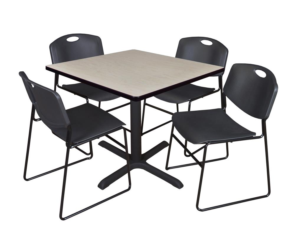 Regency Cain Square Breakroom Table with 4 Stackable Restaurant Chairs 