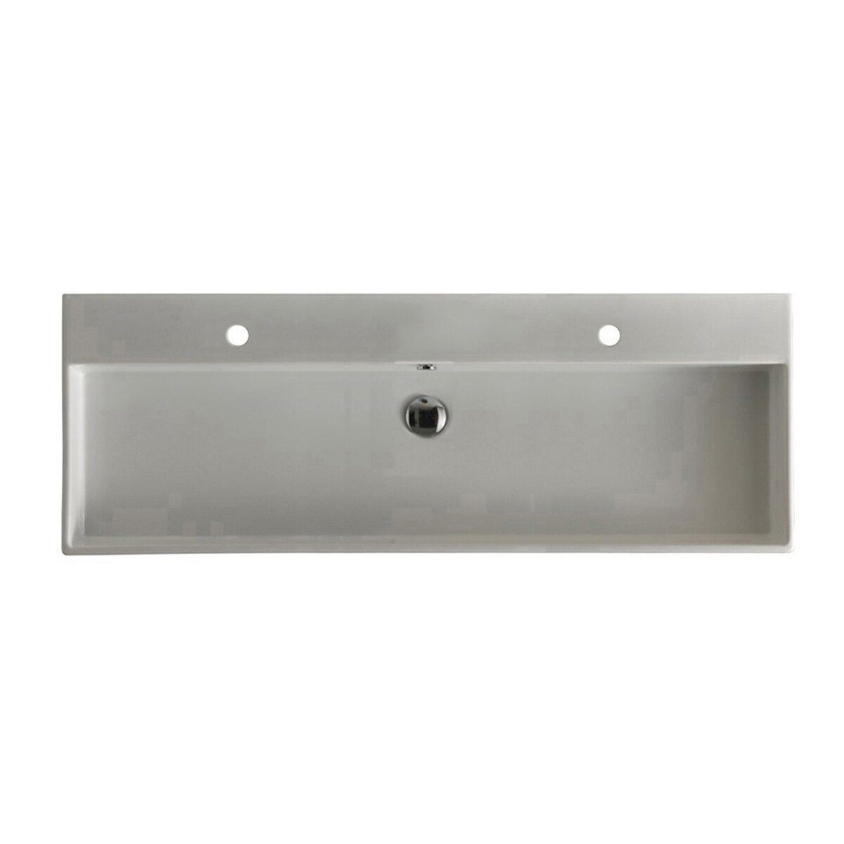 WS Bath Collections UNLIMITED 120.02M WG Unlimited Mono Ceramic Wall-mount Rectangular Trough Modern Glossy White Bathroom Sink ( 47.5-Inches x 17.8-Inches )