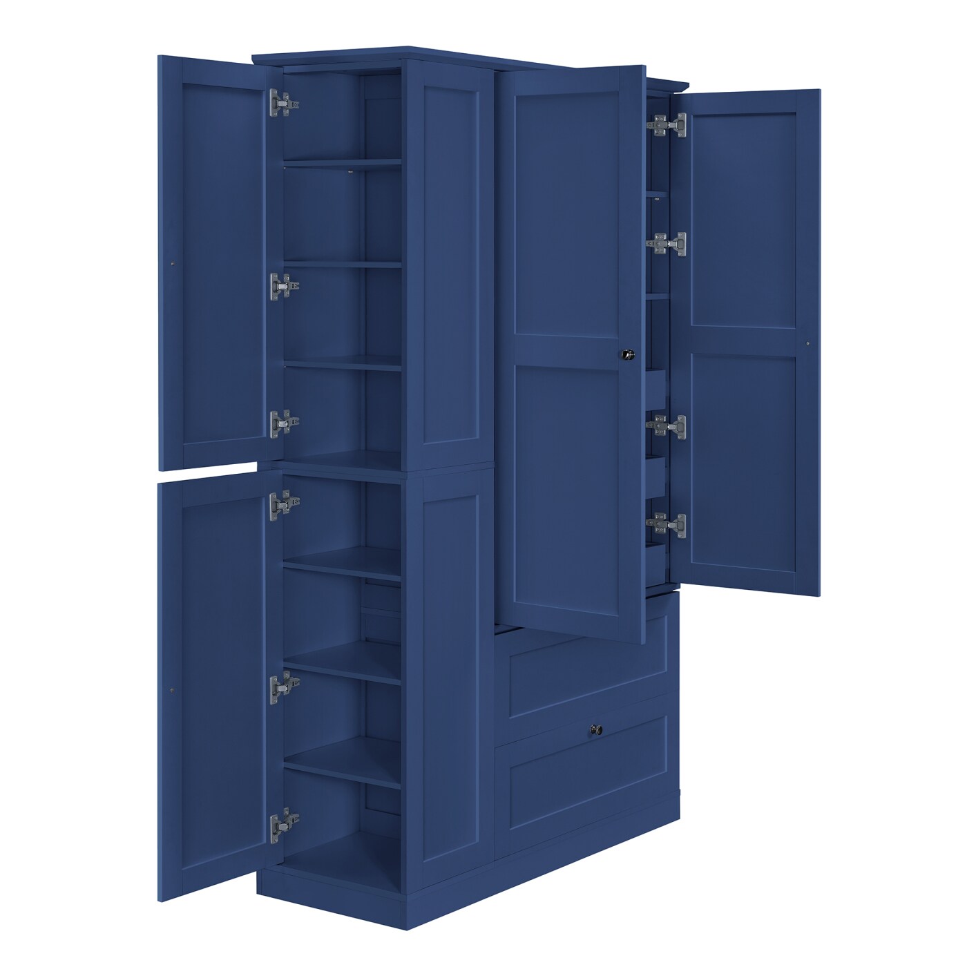 CHITA Blue Freestanding Storage Cabinet with 4 Soft-Close Doors 2 Drawers and 3 Pull-Out Trays for Dining Room and Living Room Storage