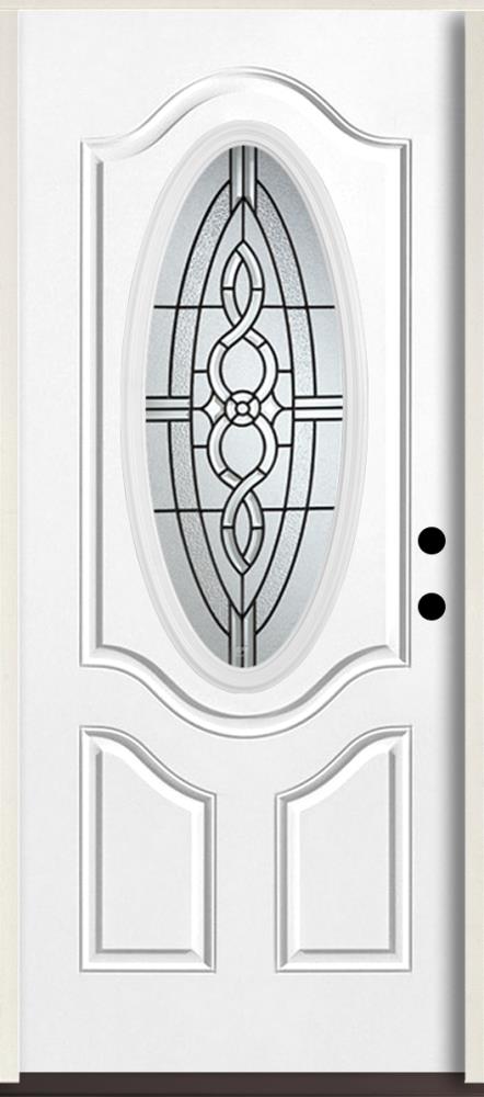 American Building Supply LO963334 Calista 36-in x 80-in x 4-5/8-in Fiberglass Oval lite Left-hand inswing Unfinished Unfinished Prehung Front Door Insulating core