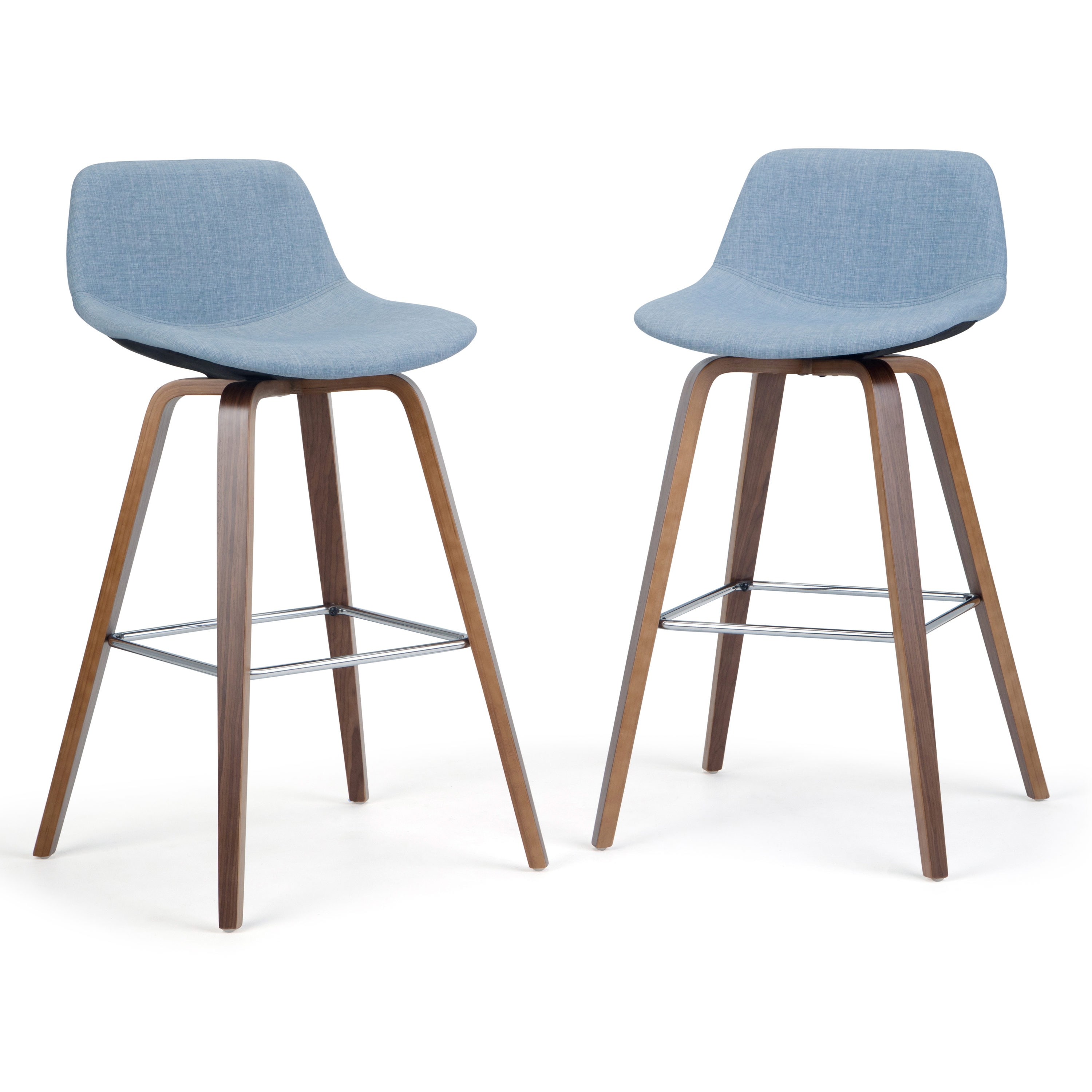 Randolph Denim Grey Linen Bentwood Counter Stools, Set of 2
