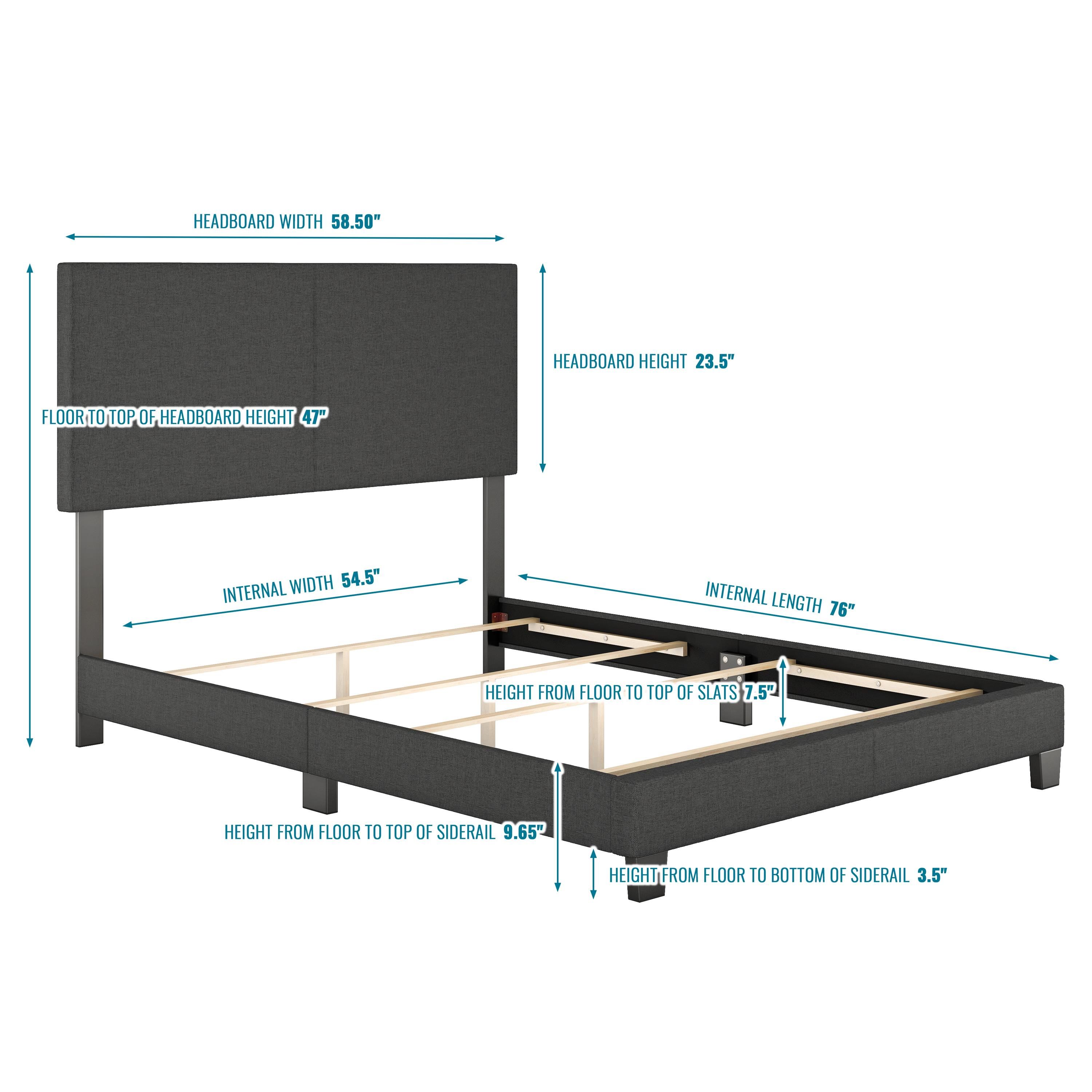 Full Gray Linen Upholstered Platform Bed with Headboard