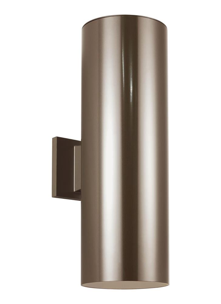 Generation Lighting 8413997S-10 Outdoor Cylinders 18.2500-in H Satin Bronze Hardwired Integrated LED Outdoor Wall Light