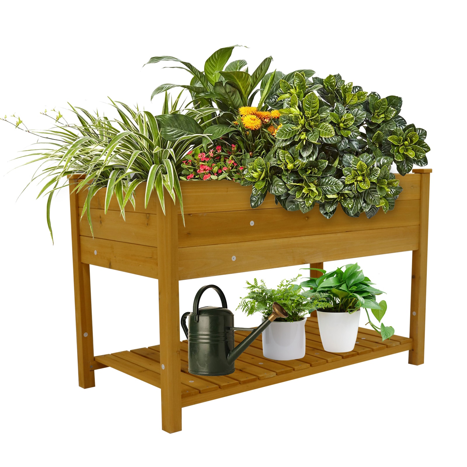 Zeus & Ruta 840GARBED-22 30-in W x 48.5-in L x 24.4-in H Yellow Wood Raised Planter Box