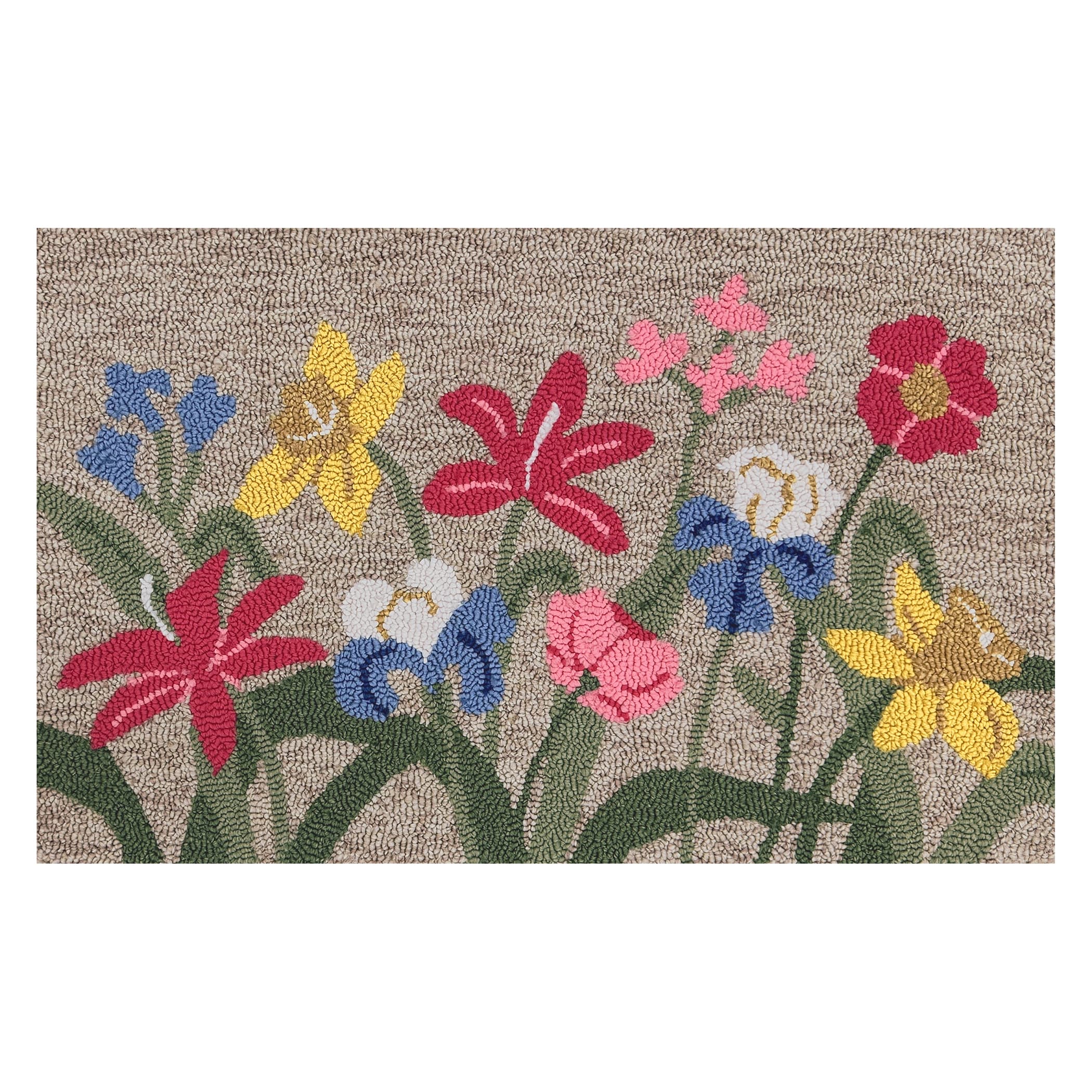 Style Selections 38485 2 x 3 (ft) Hooked Linen Multi Rectangular Indoor/Outdoor Floral/Botanical Throw rug 3