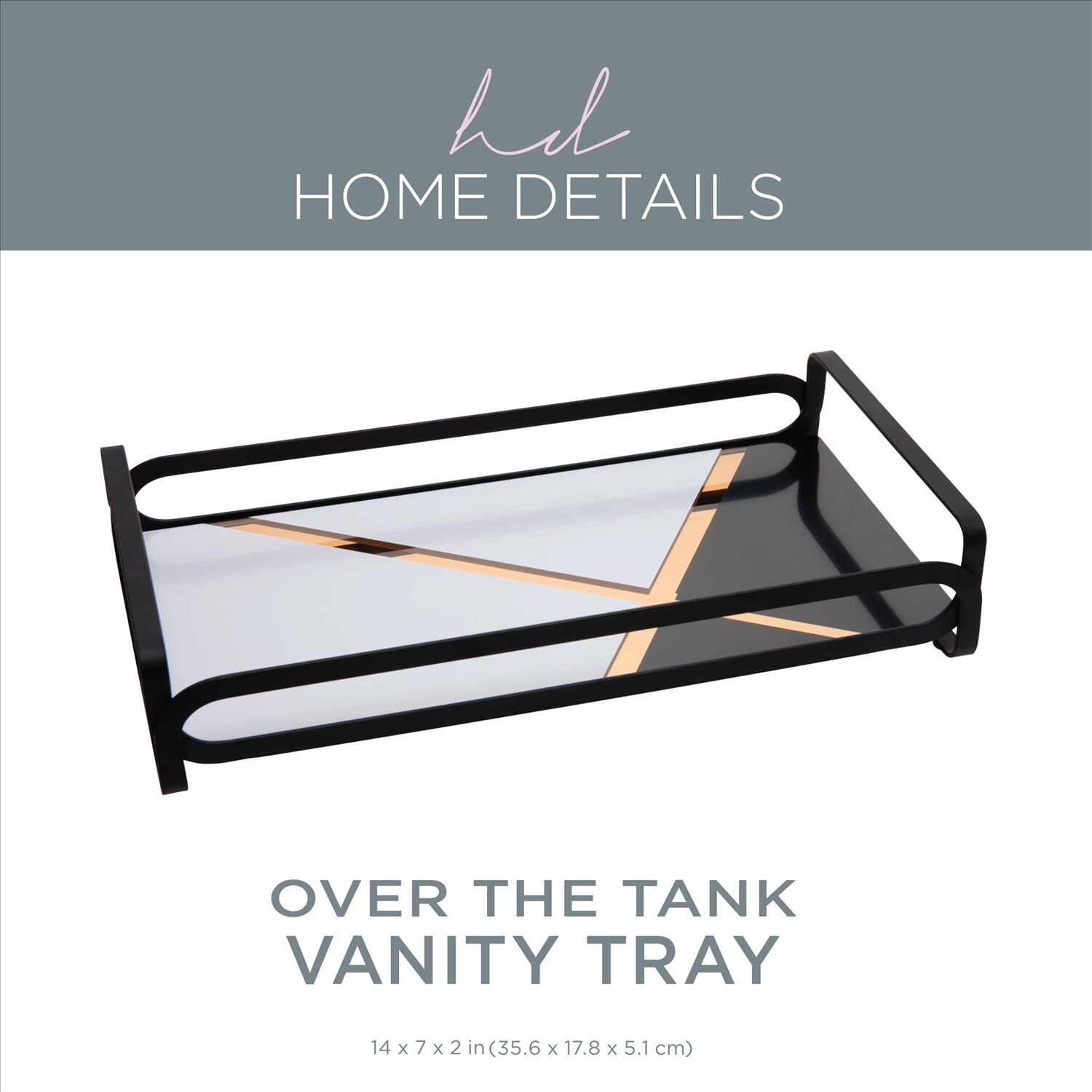 Home Details 2 Tier Vanity Tower in Rose Gold - Metal Bathroom Accessories  with Mirrored Bottom - Satin Finish - 10.25x 6.5x 6.70 inches in the  Bathroom Accessories department at