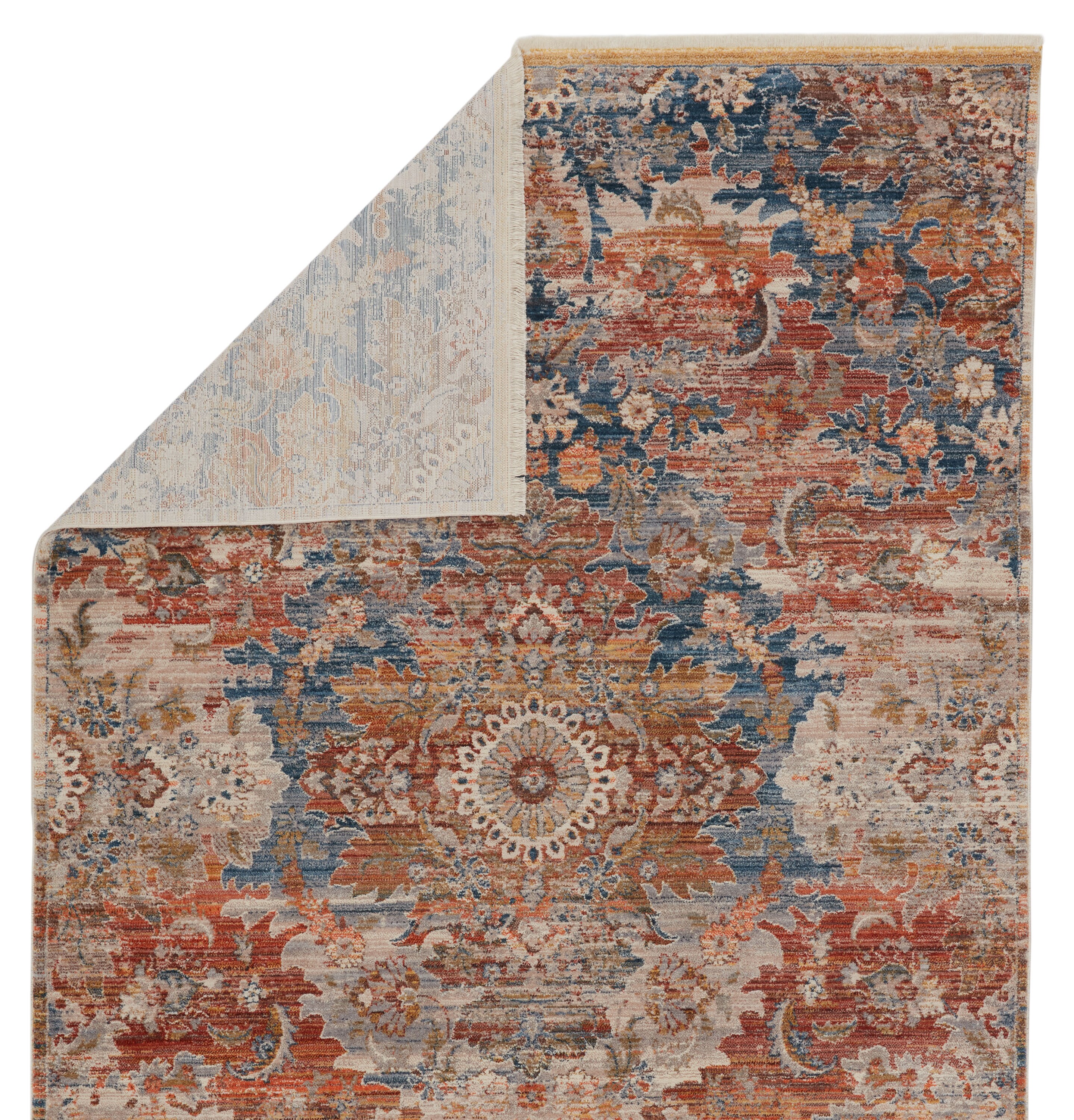 Elegant Terra Reversible Medallion Rug in Blue and Orange