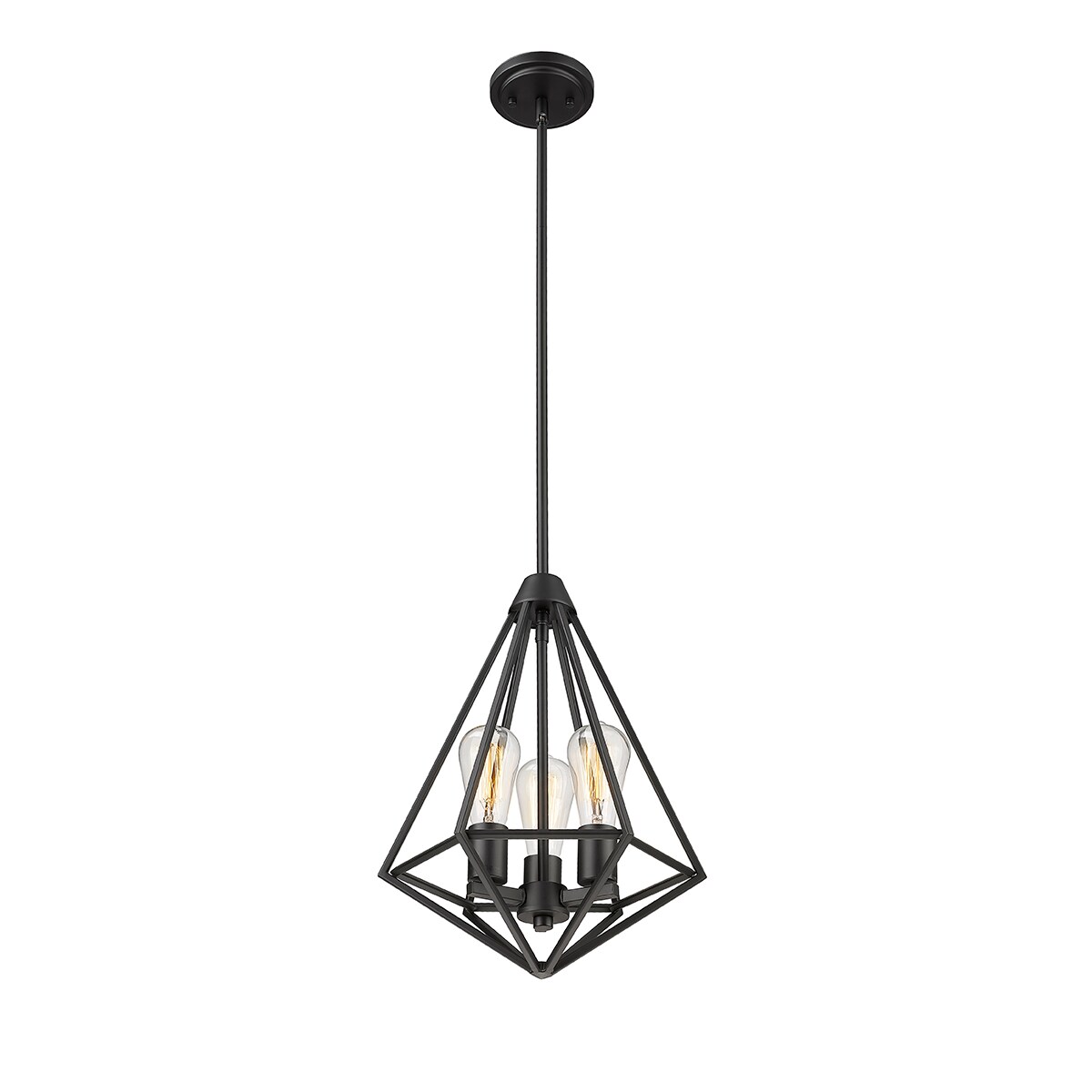 Millennium Lighting 2213-MB Dawes 3 -Light Matte Black Modern/contemporary Clear glass Cylinder Medium Hanging Pendant light