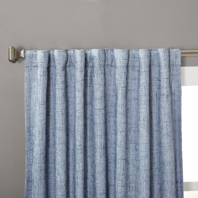 allen + roth 84-in Navy Blackout Thermal Lined Back Tab Single Curtain ...