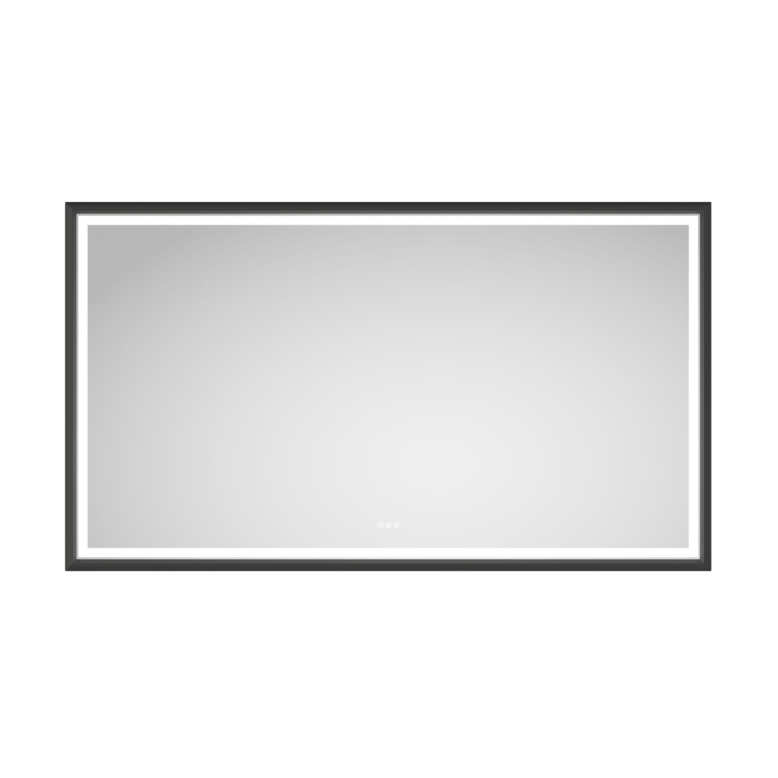 LIVACA - 84 inch x 48 inch Matte Black Aluminium Framed LED Bathroom Mirror with Anti-Fog and Dim...