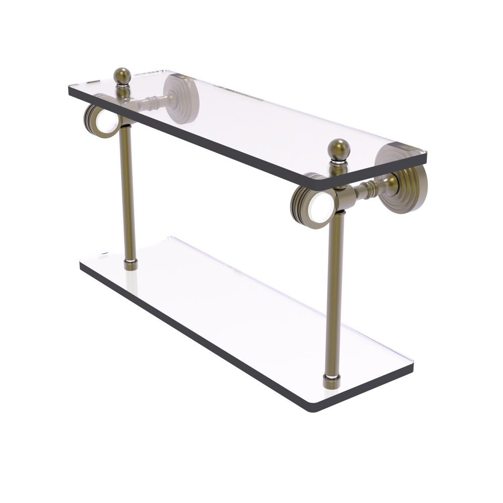 Allied Brass PG-2D-16-ABR Pacific Grove Antique Brass 2 -Tier Wall mount Bathroom Shelf ( 16-in x 9.3-in x 5-in )