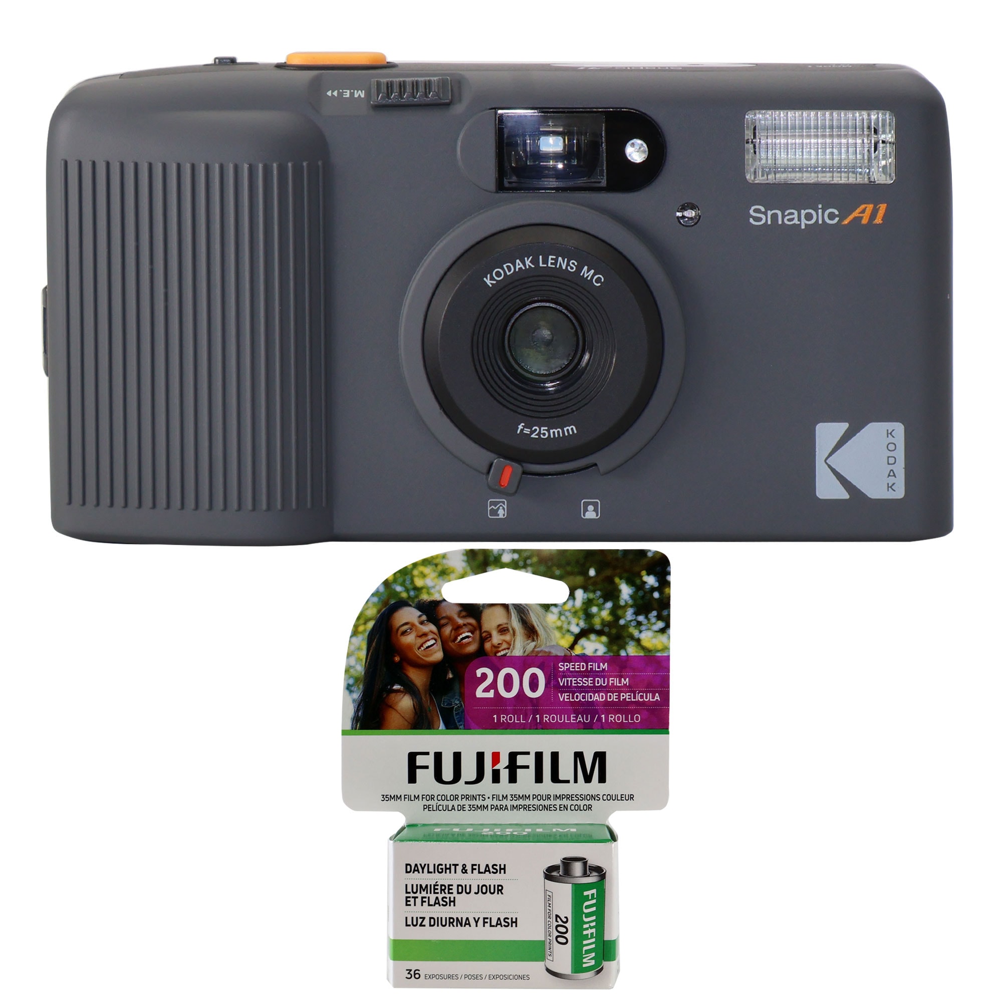Kodak  Snapic A1 35mm Film Camera  Rhino Gray Color Negative 35mm Film  36 Exposures