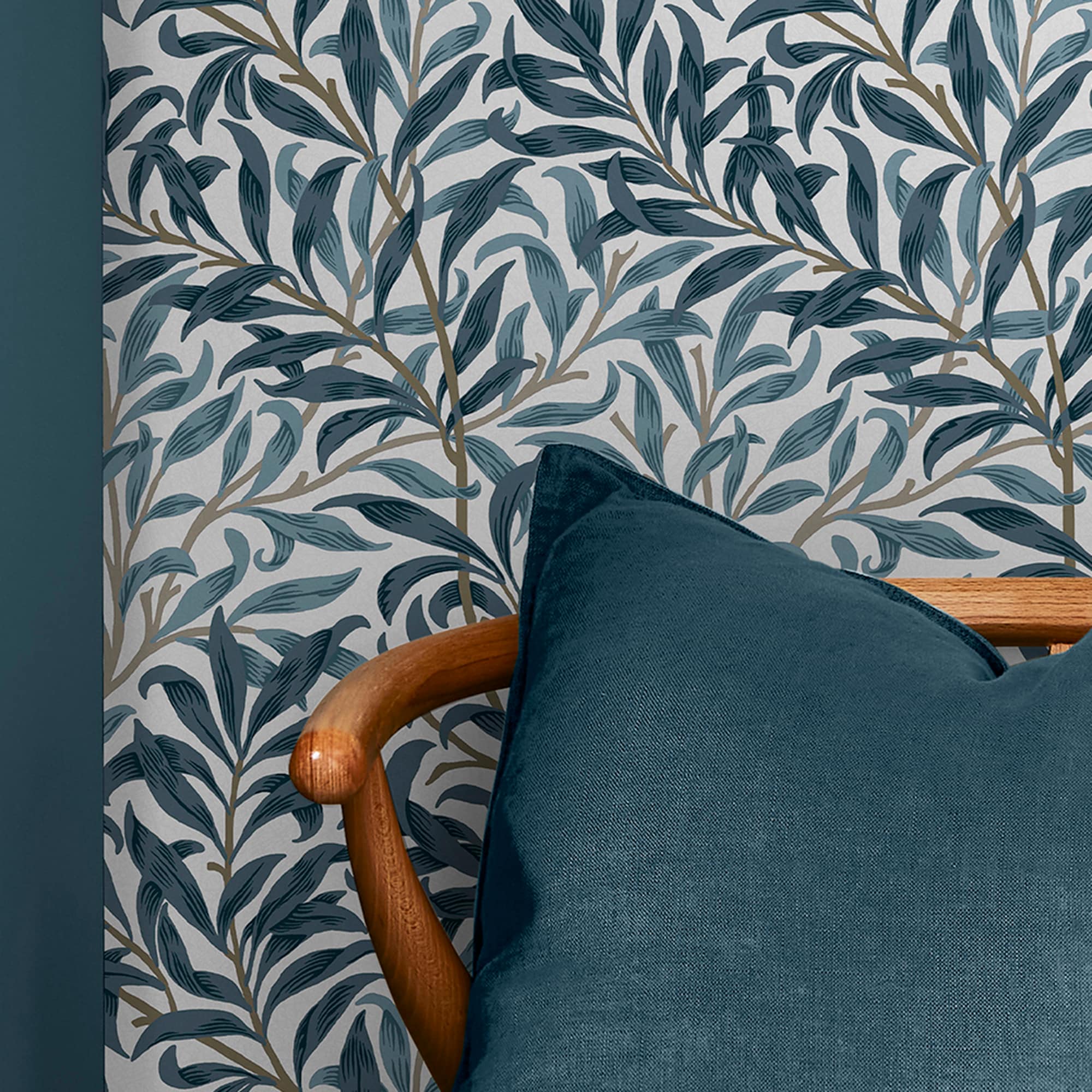 William Morris at Home Willow Bough White & Blues Wallpaper Sample