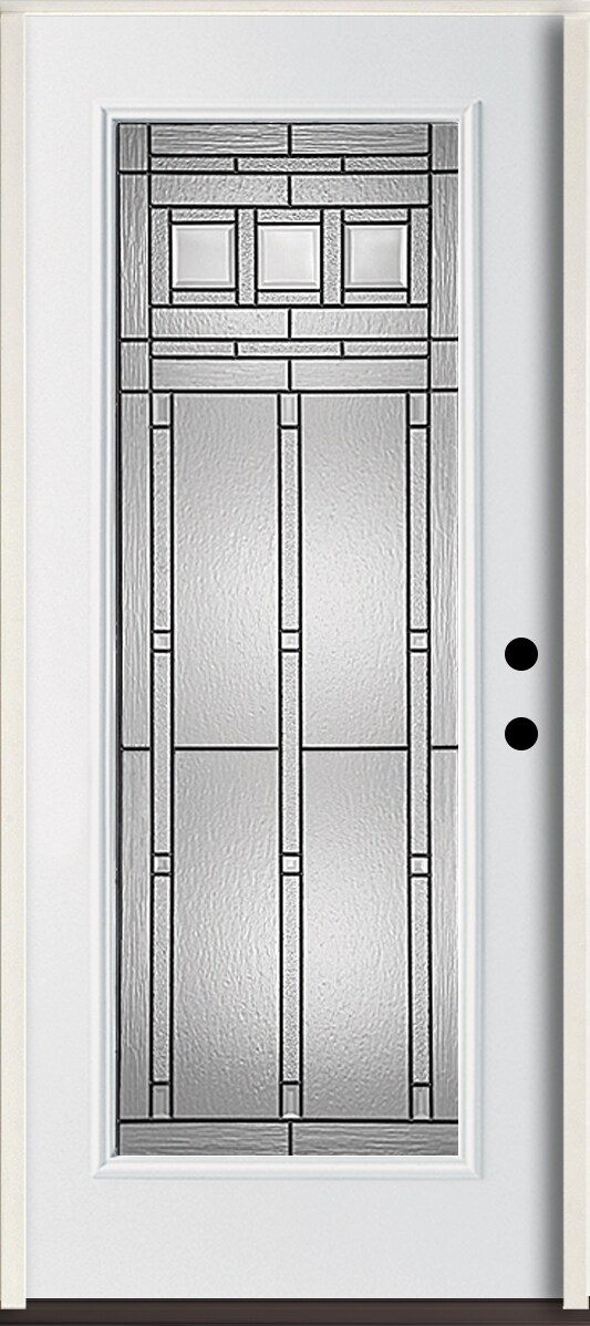 RELIABILT LO841638 Craftsman 36-in x 80-in x 4-9/16-in Fiberglass Full lite Left-hand inswing Modern White Painted Prehung Front Door Insulating core