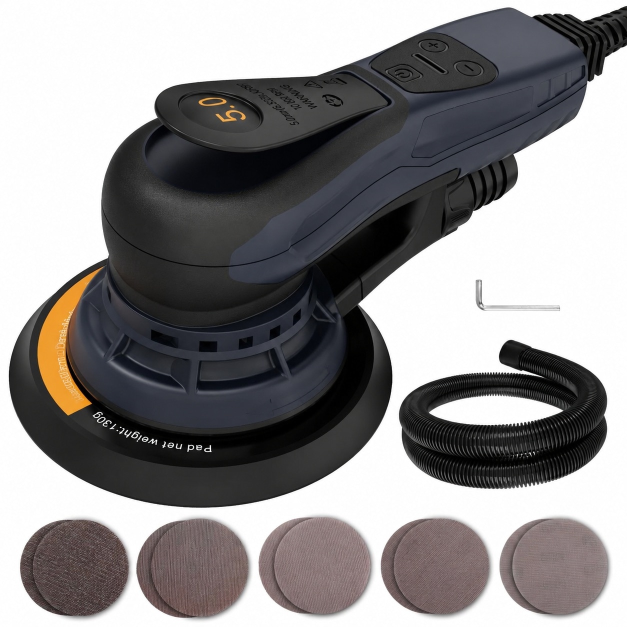 KIWDZFU  Electric 5mm Random Orbital Sander Brushless 350W Palm Sander Multi function Variable Speed Corded Orbital Sander with Six Inch Sanding