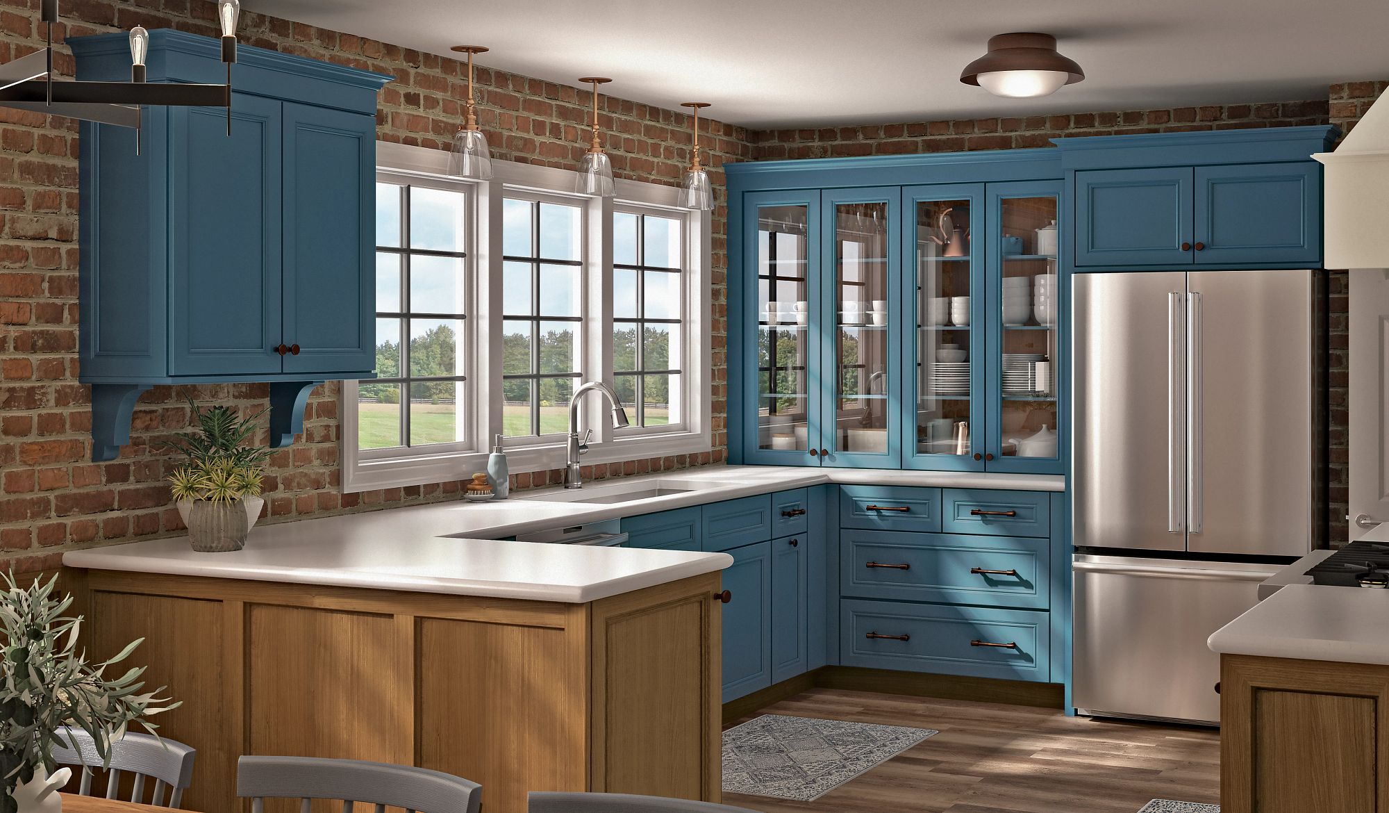 KraftMaid Bagley 14.625-in W x 14.625-in H Harbor Painted Kitchen ...