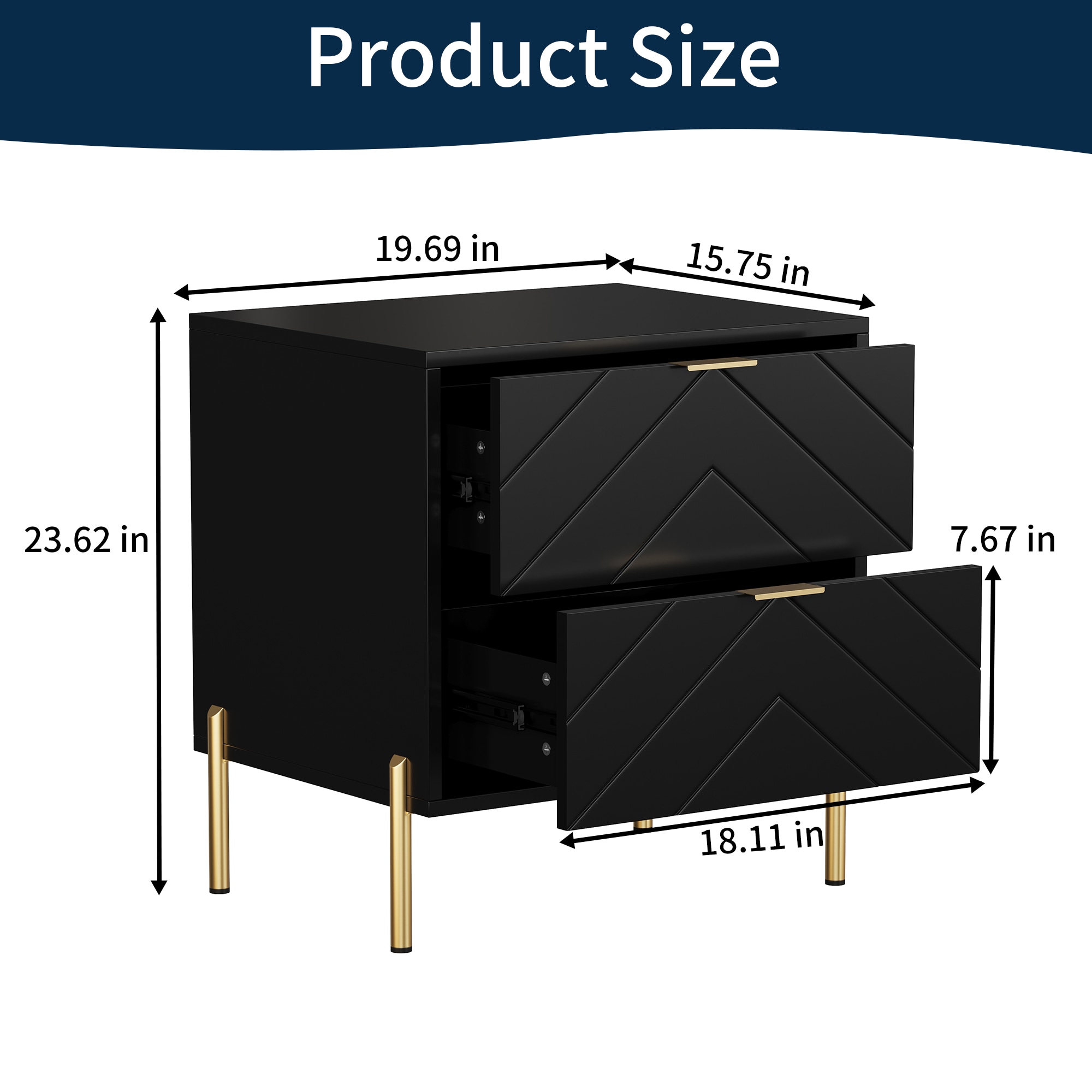 Clihome CL-CJ2C-BK nightstands - View #9
