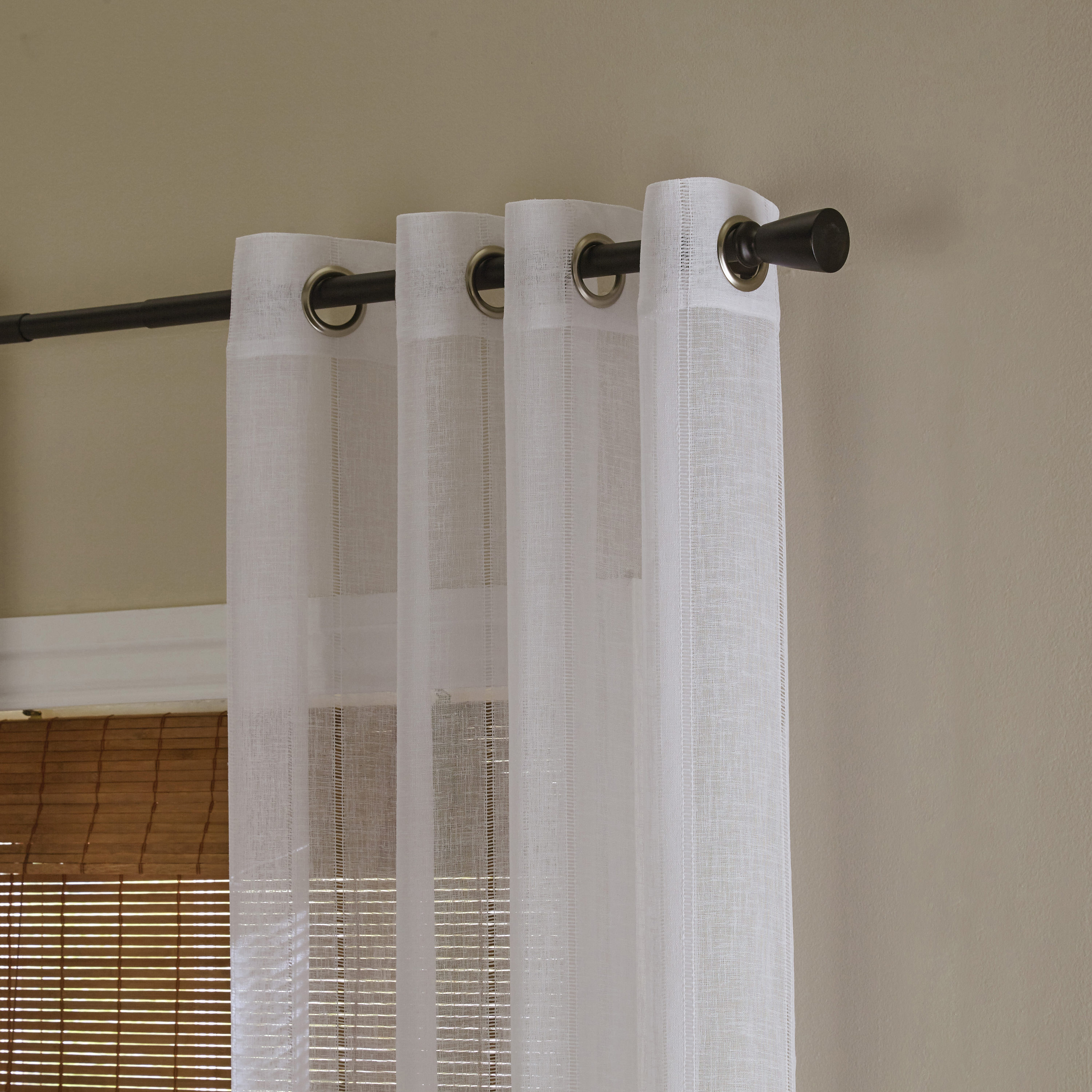 allen + roth 84-in White Polyester Semi-sheer Grommet Single Curtain Panel