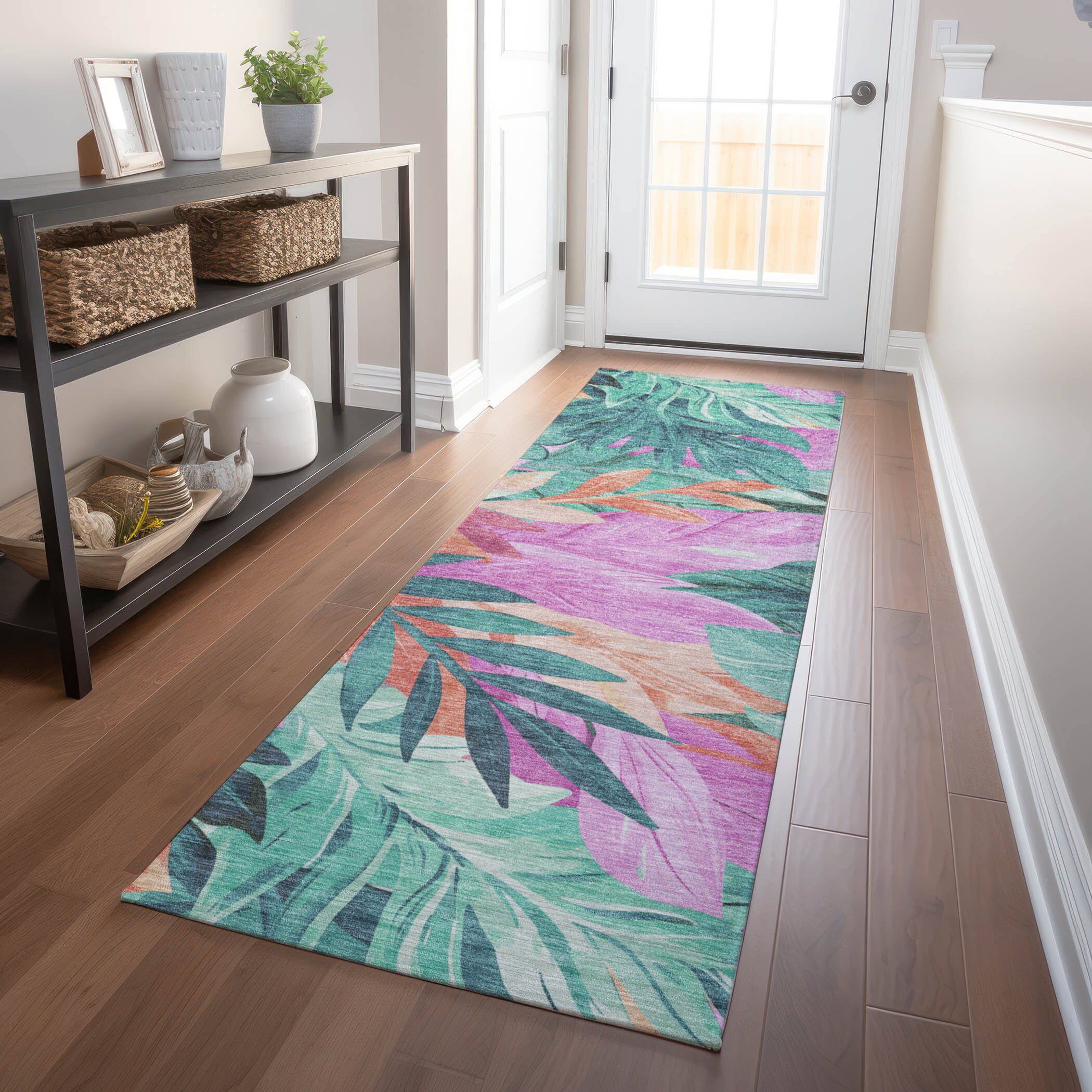 Addison Rugs ACN1498TE2X8 Chantille ACN1498TE 2 x 7 (ft) Polyester Teal Rectangular Indoor/Outdoor Geometric Machine washable Runner rug