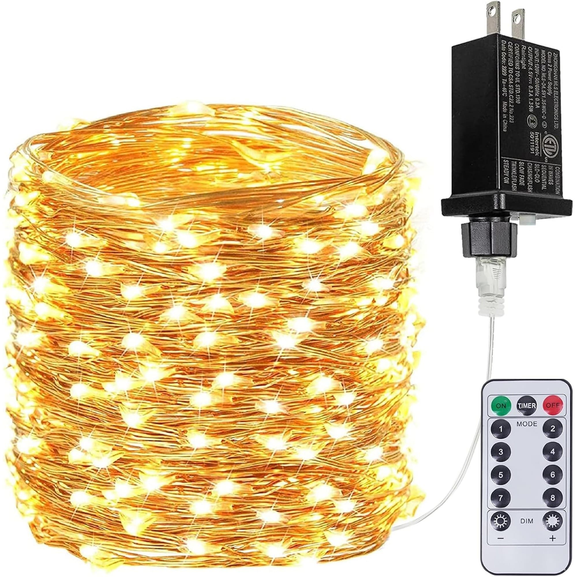 Angel Sar 66ft 200LED Fairy String Lights with Remote 8 Modes Timer and Waterproof for Girls Room Garden Patio Halloween Christmas Decor