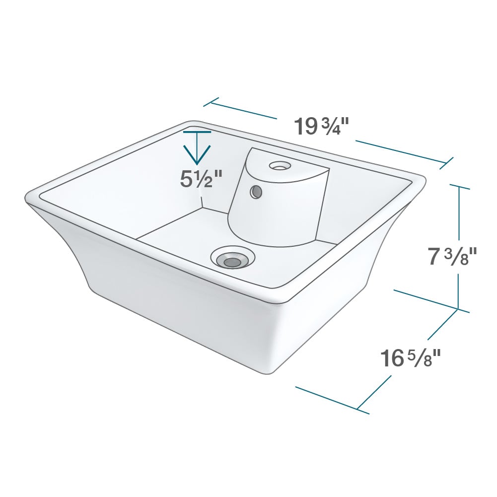 MR Direct White Porcelain Vessel Rectangular Traditional Bathroom Sink ...