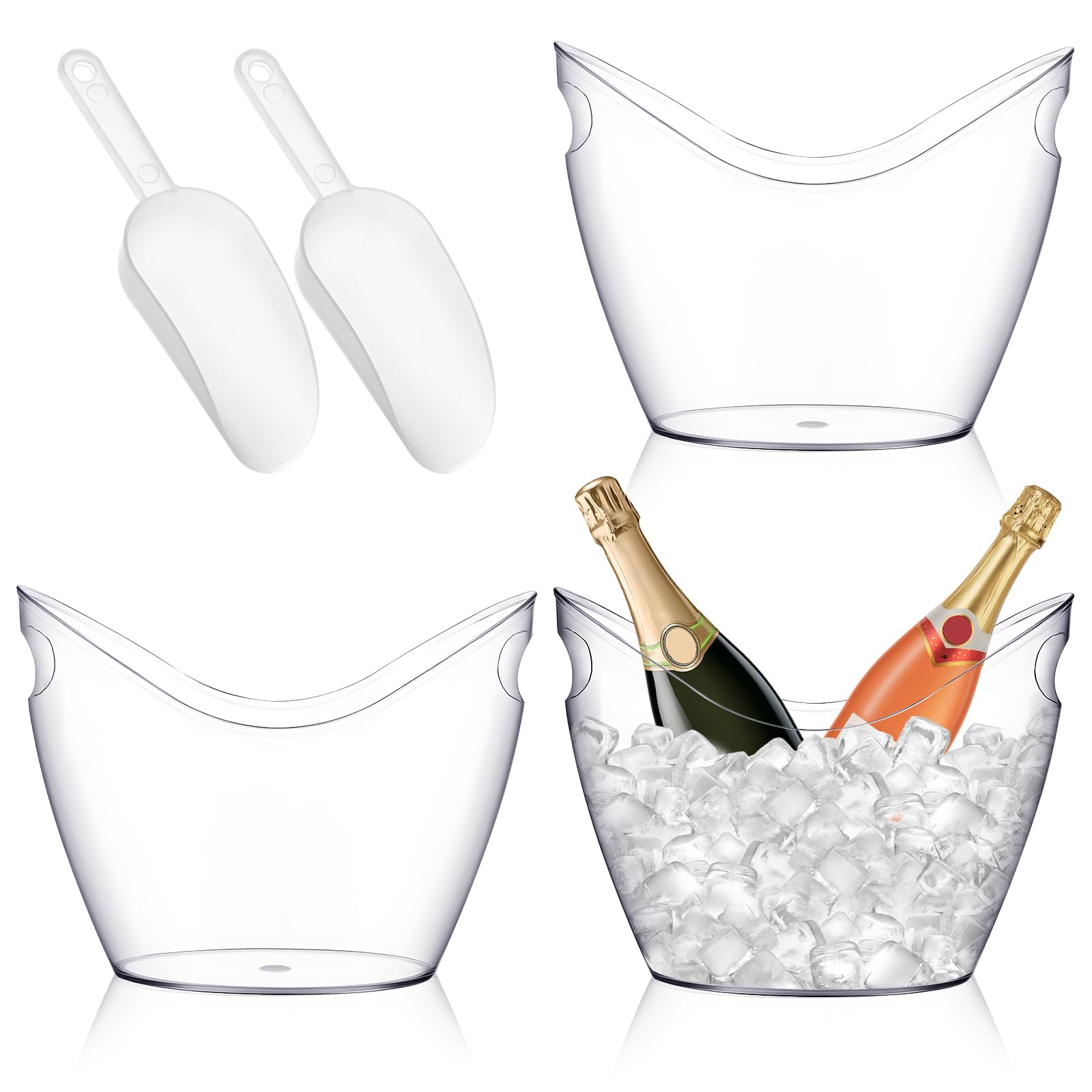 DHMHD  3 Piece Ice Bucket Set Four Liter Capacity Champagne Wine Bucket with Two Ice Scoops Durable Clear Acrylic durable