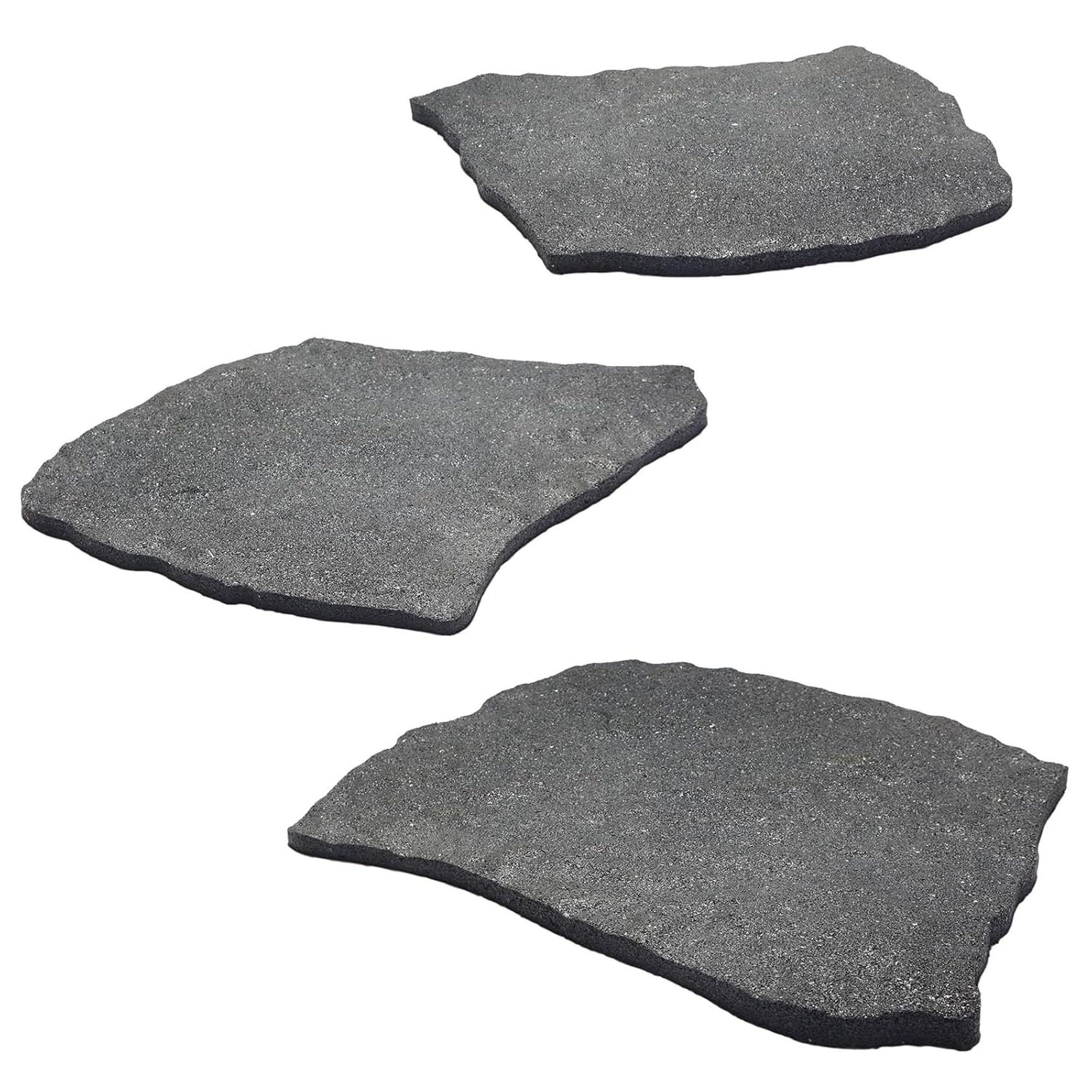 Numhew - 18in L 17in W 0.75in H 3-Pack Irregular Gray Rubber Stepping Stones
