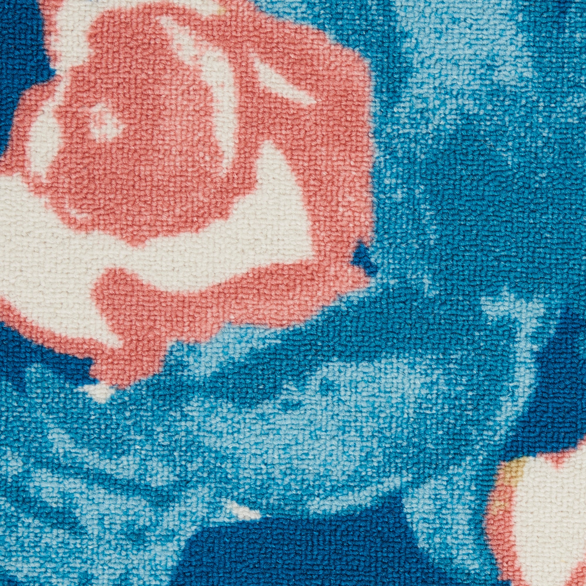 Handmade Blue Floral Synthetic 5' x 7' Rectangular Rug