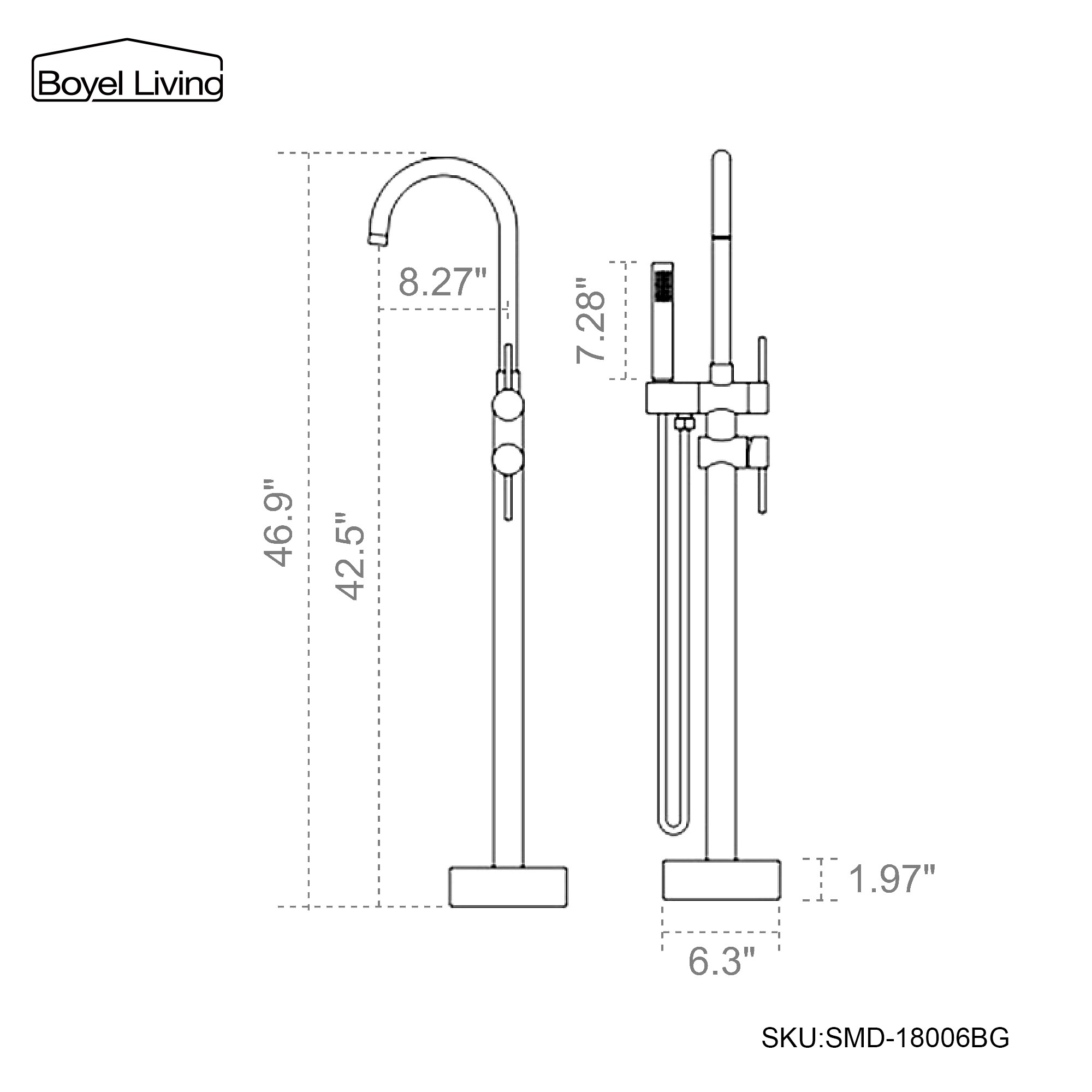 Clihome SMD-BTF06BG Roman-Tub-Faucets - View #4