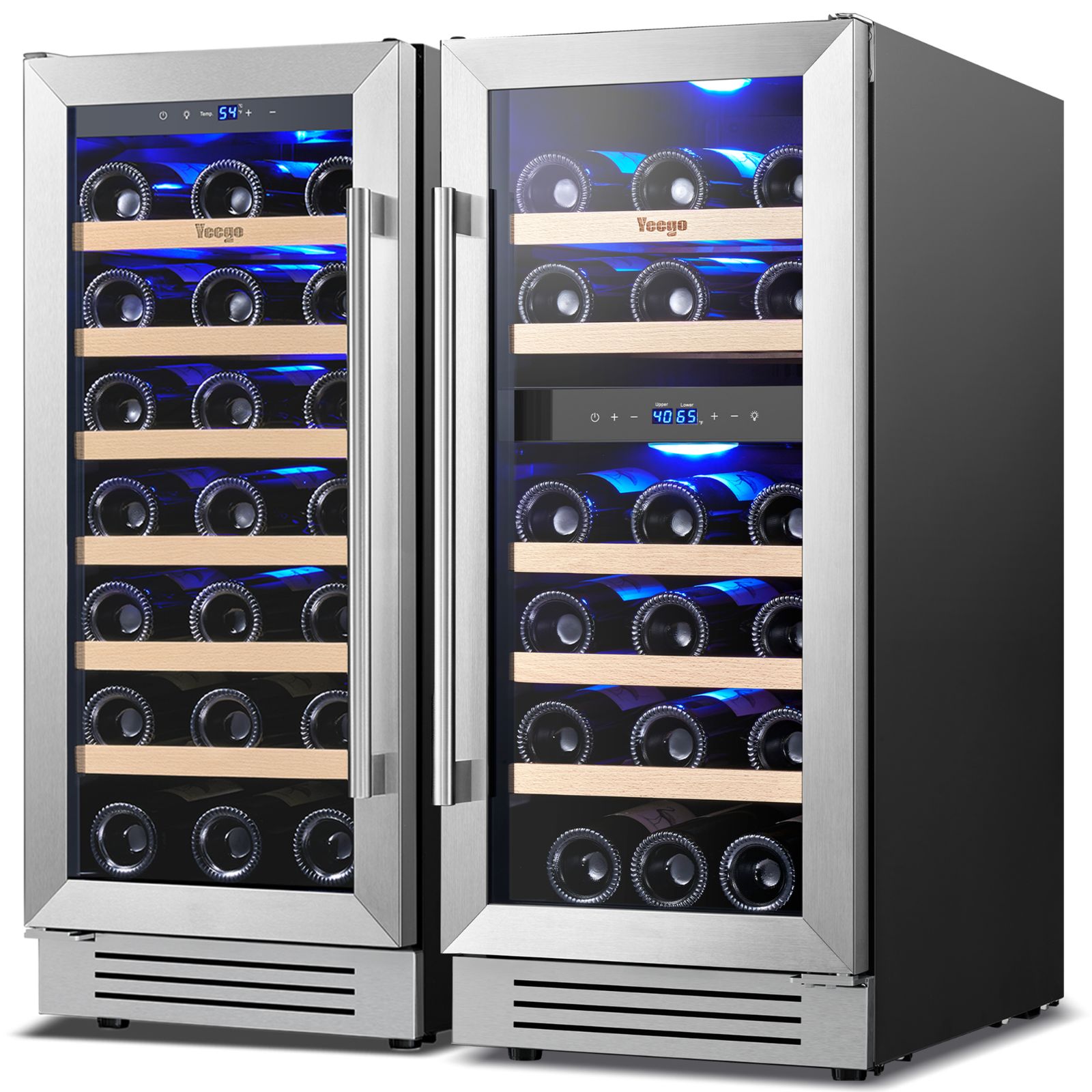 Yeego - 30 Inch Side by Side 61 Bottles Triple Zone Wine Cooler Built in and Freestanding