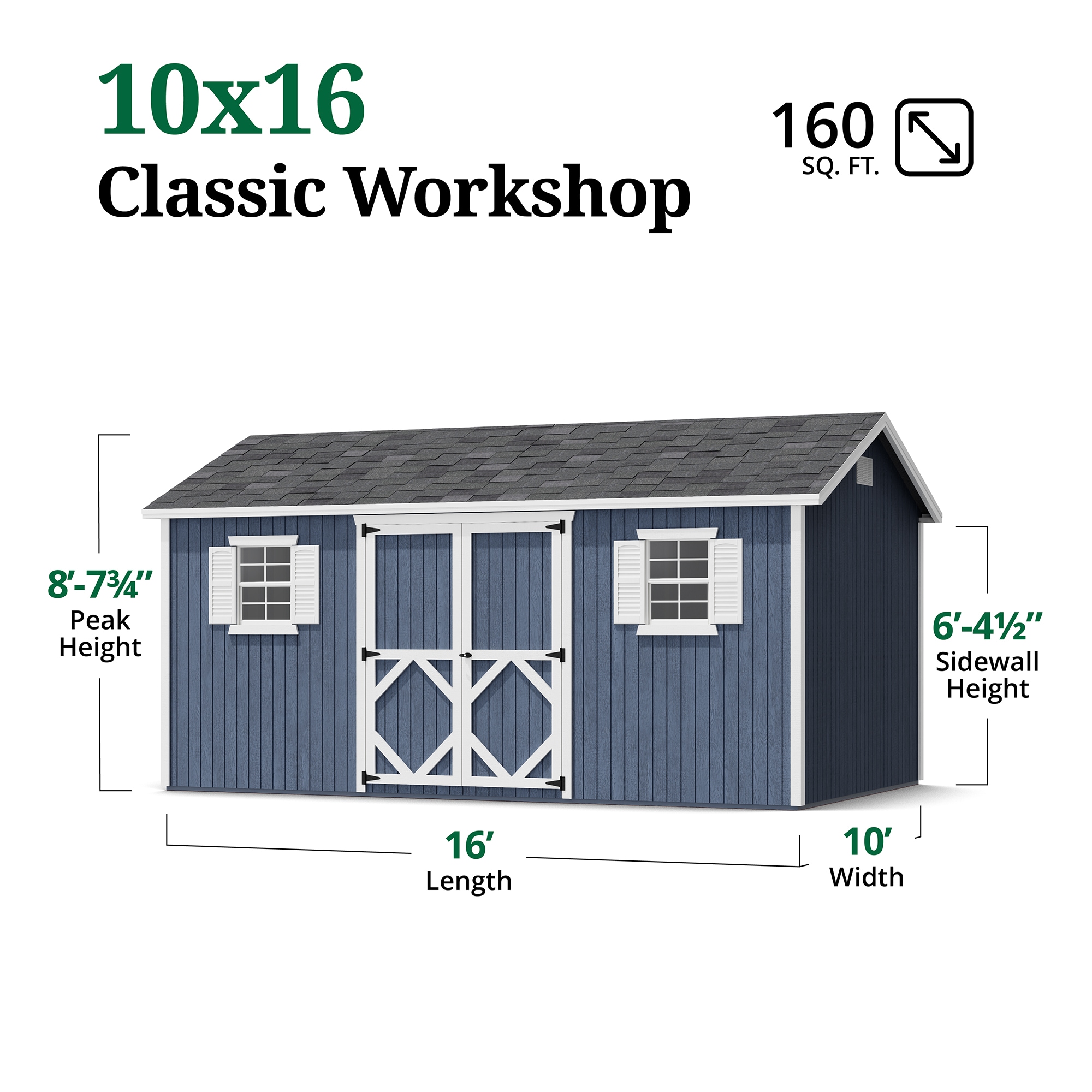 Little Cottage Co 10X16 CWS-PC Wood-Storage-Buildings - View #3