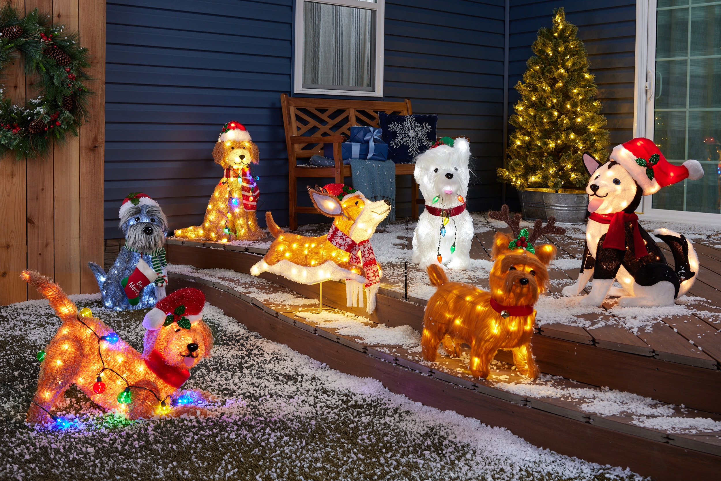 Holiday Living 27-in LED Doodle Dog Decoration in the Outdoor ...