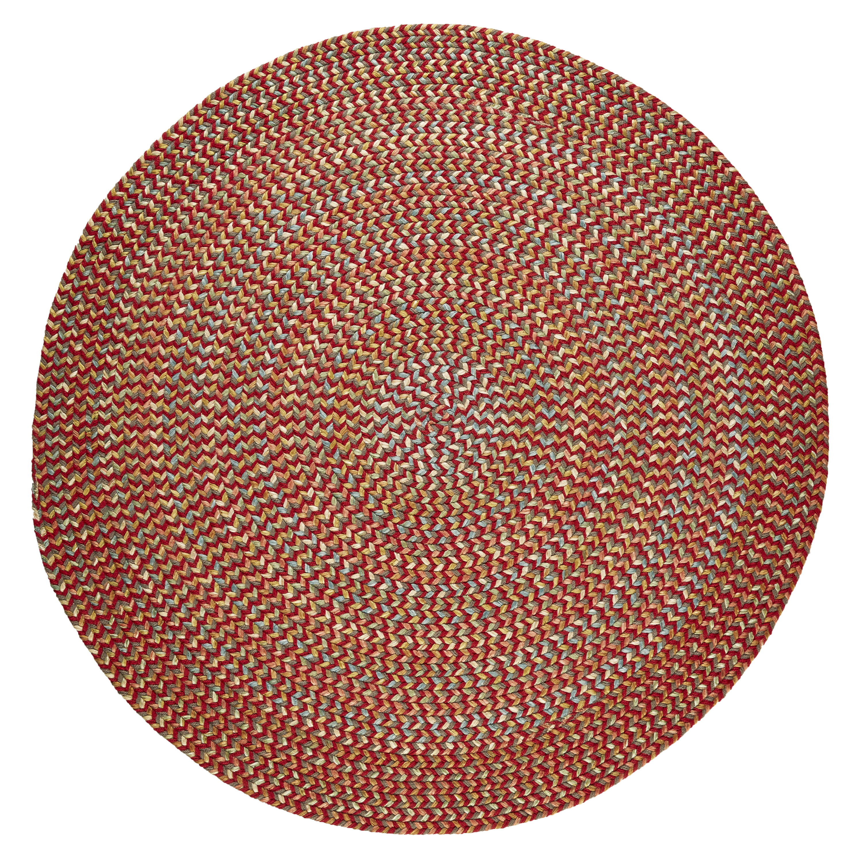 Rhody Rug CY47R048X048 4 x 4 (ft) Braided Polypropylene Brilliant Red Round Indoor/Outdoor Geometric Area rug