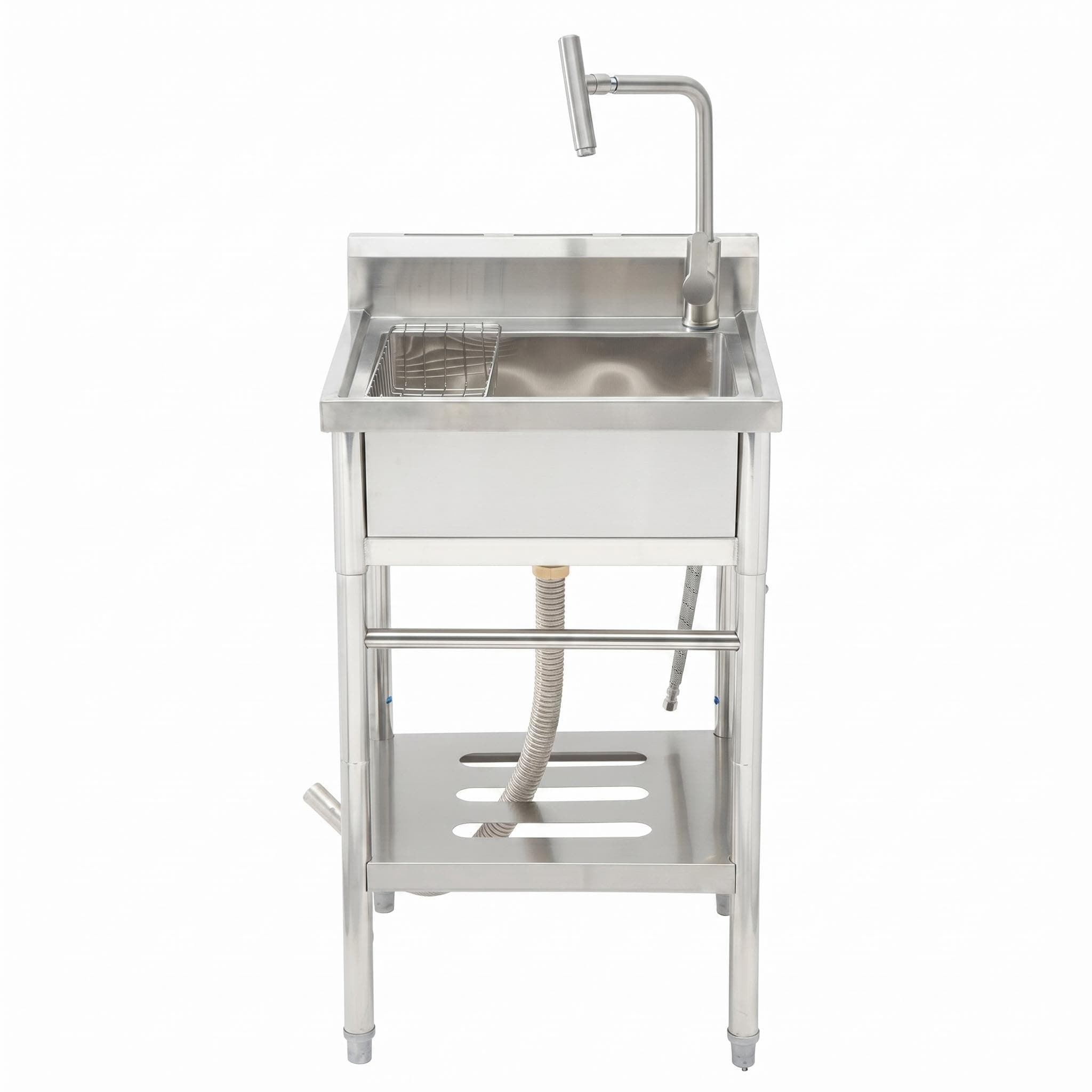 Garvee 22-in x 20-in 1-Basin Freestanding Stainless Steel Utility Sink with Pull-Down Faucet