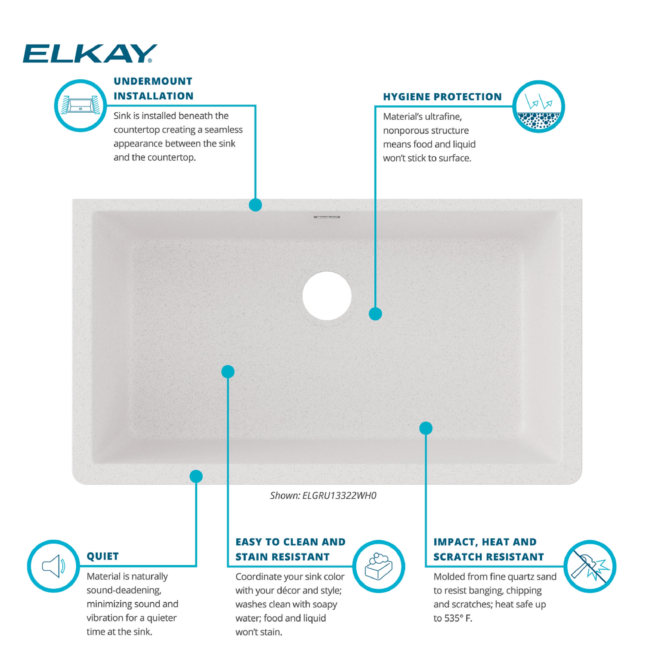 Elkay ELGRU13322WH0 Kitchen-Sinks - View #3