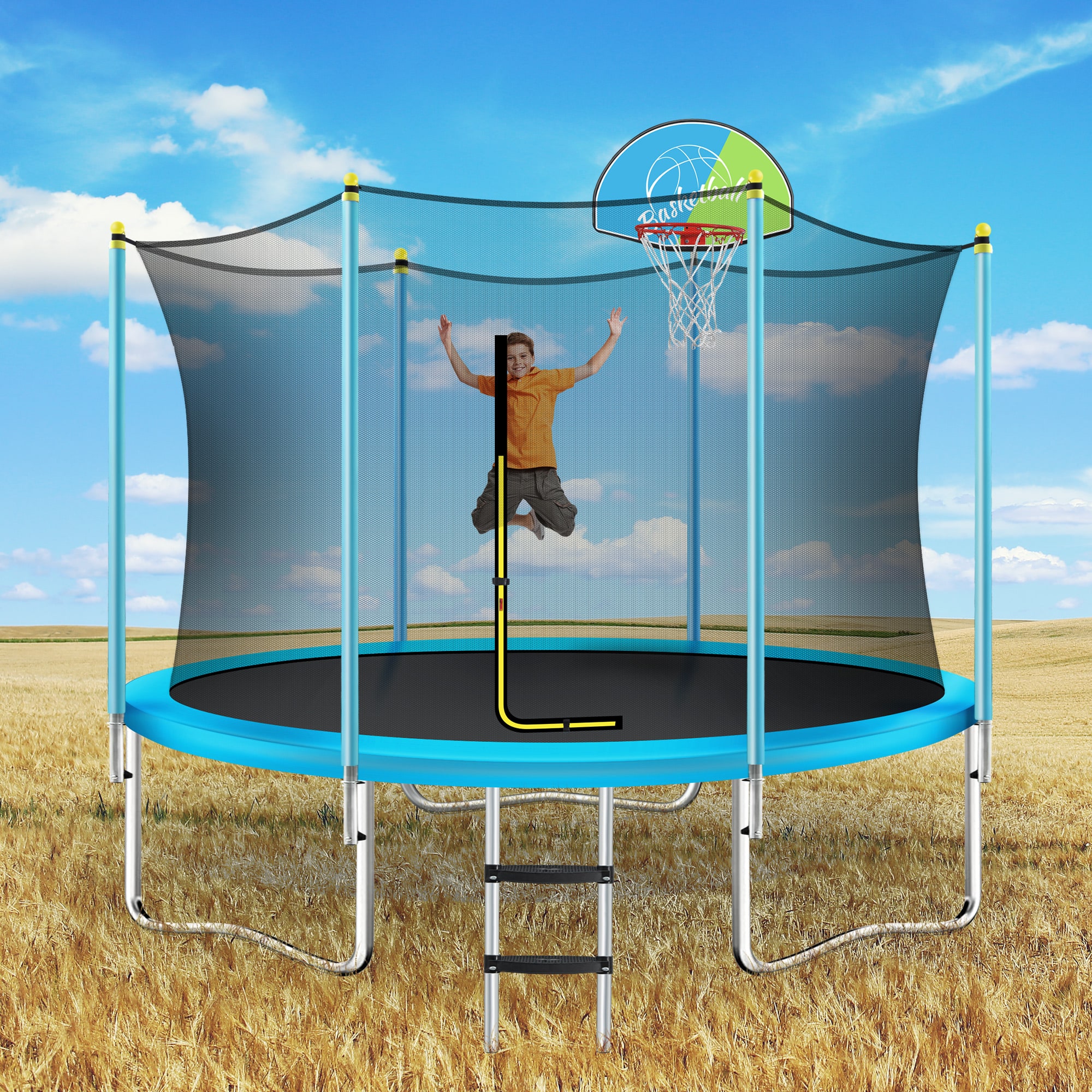 Damerin Trampoline 8-ft Round Kids in Blue in the Trampolines department at