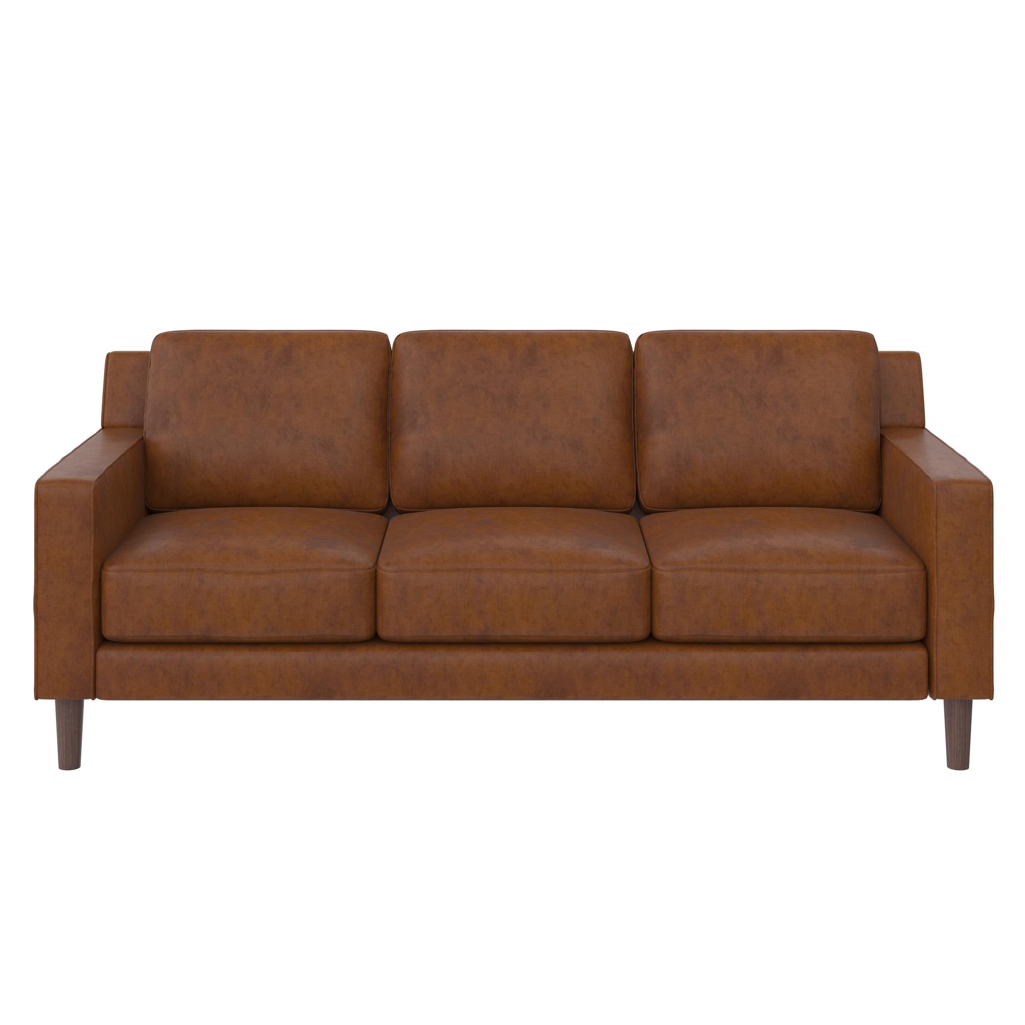 DHP -  Brynn 3 Seater Sofa, Camel Faux Leather