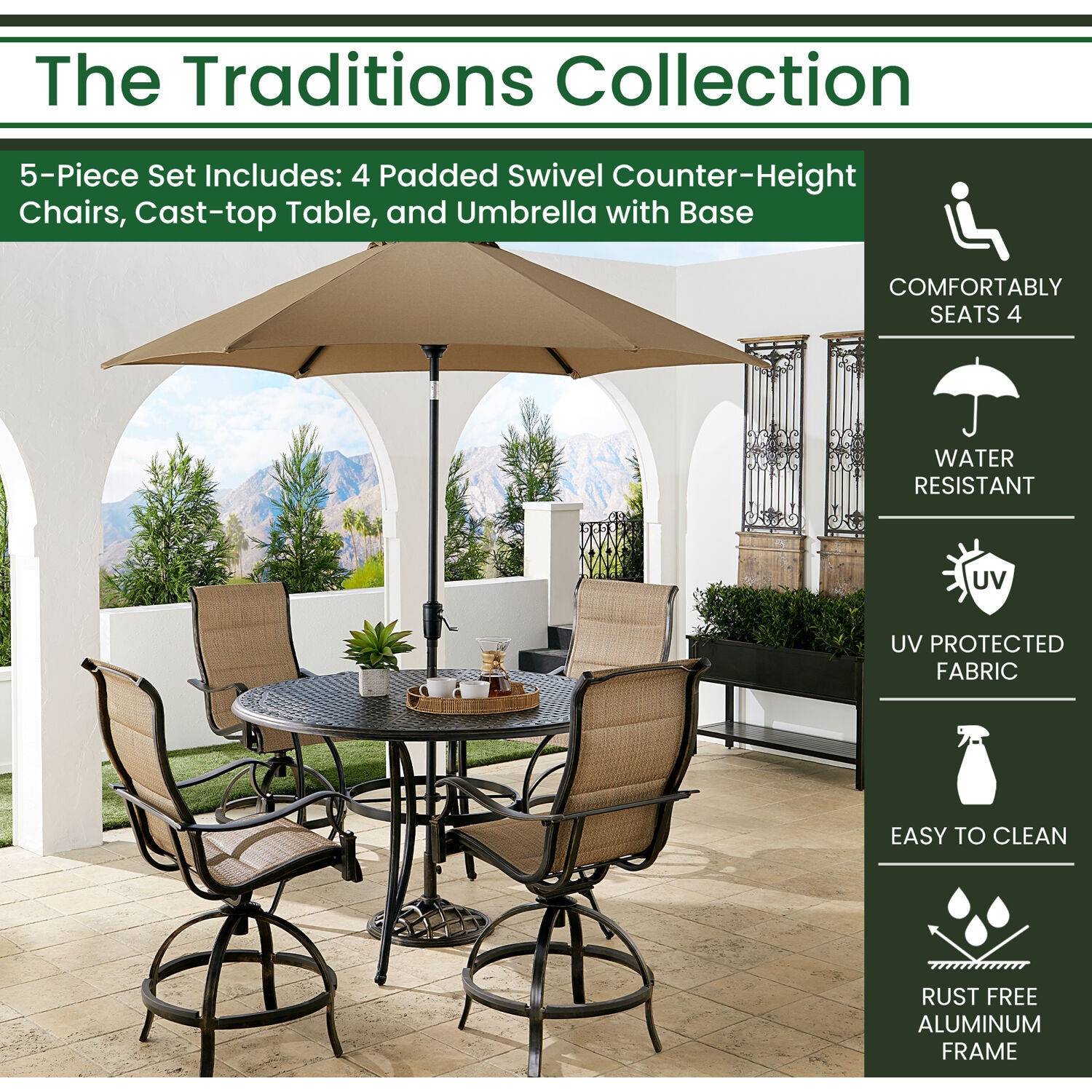 Hanover TRADDN5PCPDBR-SU-T Patio-Dining-Sets - View #2