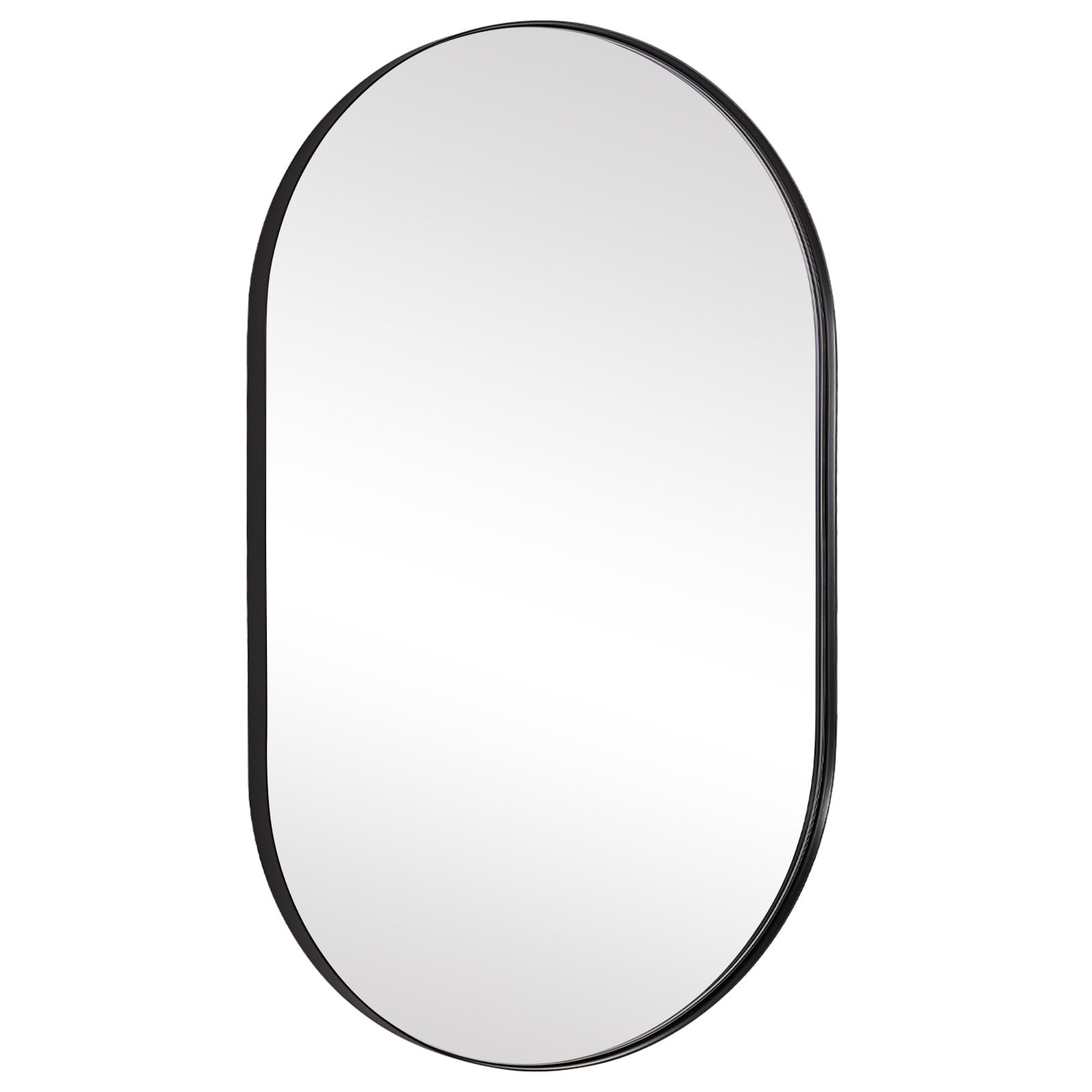 AOIZGMY  Black Oval Mirror 24x36 Inch Vanity Mirror Wall Mounted Pill Shaped Mirror with Stainless Steel Frame Shatterproof Glass for Bathroom