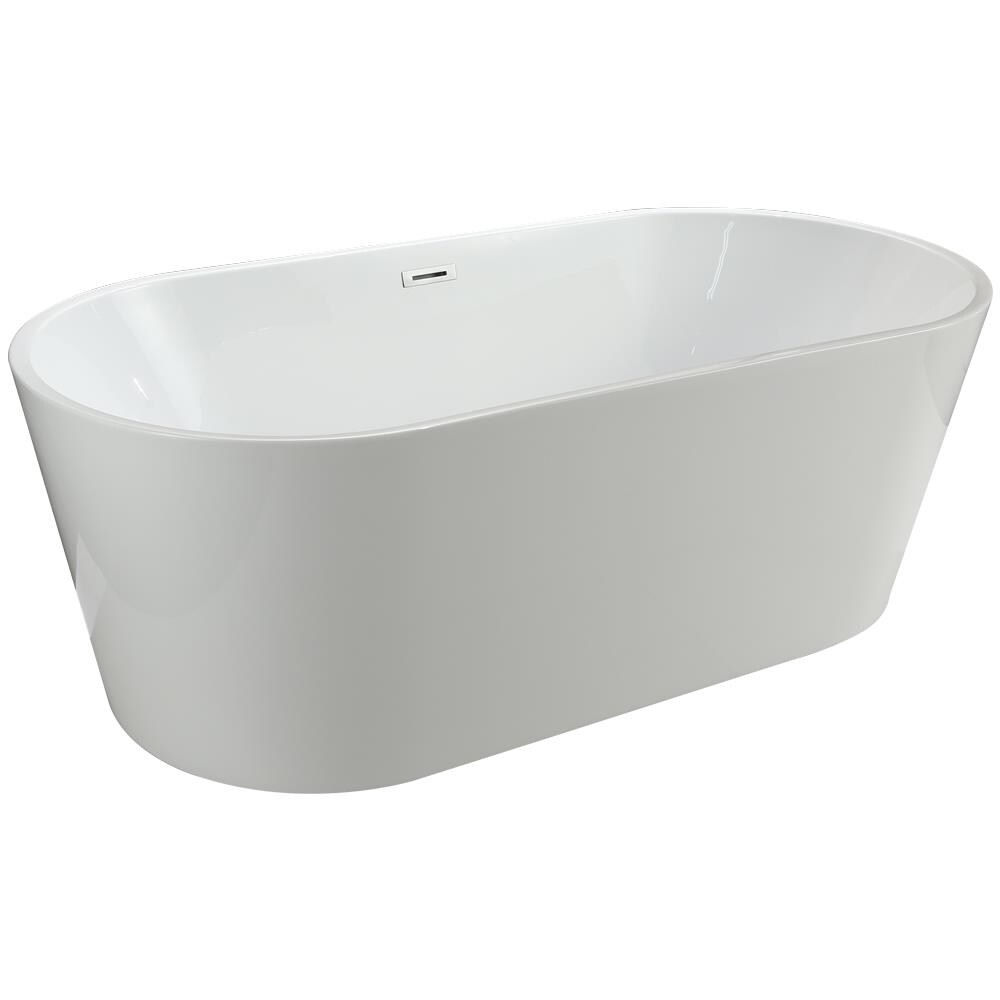 Vinnova Lumina 29.5-in x 59-in White Acrylic Freestanding Soaking Bathtub  with Drain (Center Drain) at