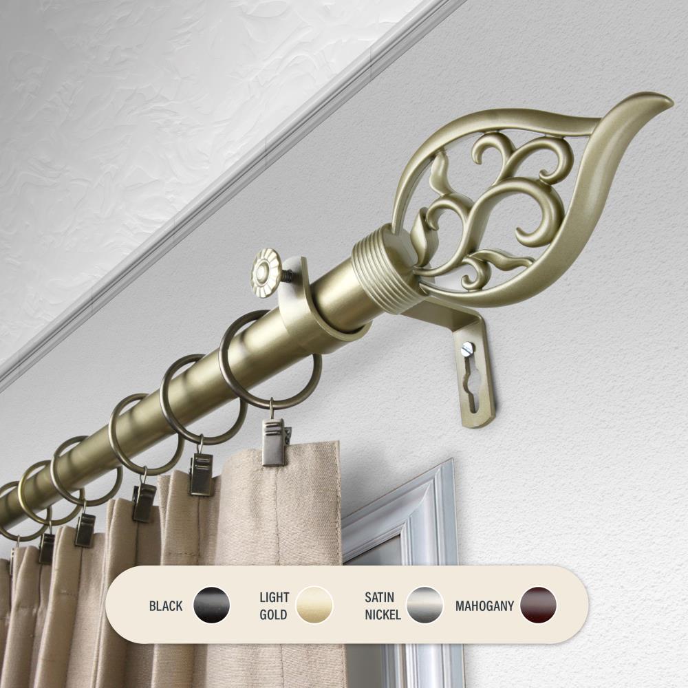 Hart & Harlow L100-62-283 1-in Daniella 28-in to 48-in Light gold Steel Single curtain rod with Finials
