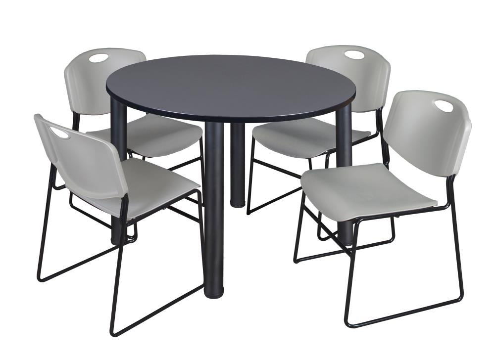 Regency TB48RNDGYBPBK44GY Breakroom Gray 4-Person Training Table (48-in W x 29-in H)